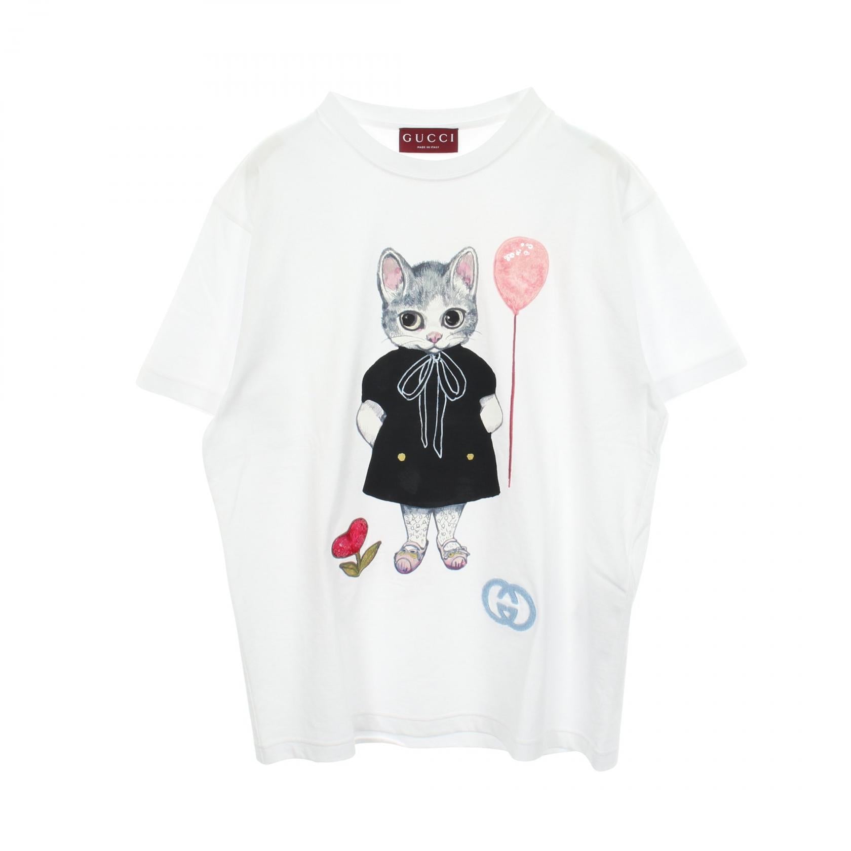 グッチ 猫 コットン 半袖Tシャツ 日本限定
