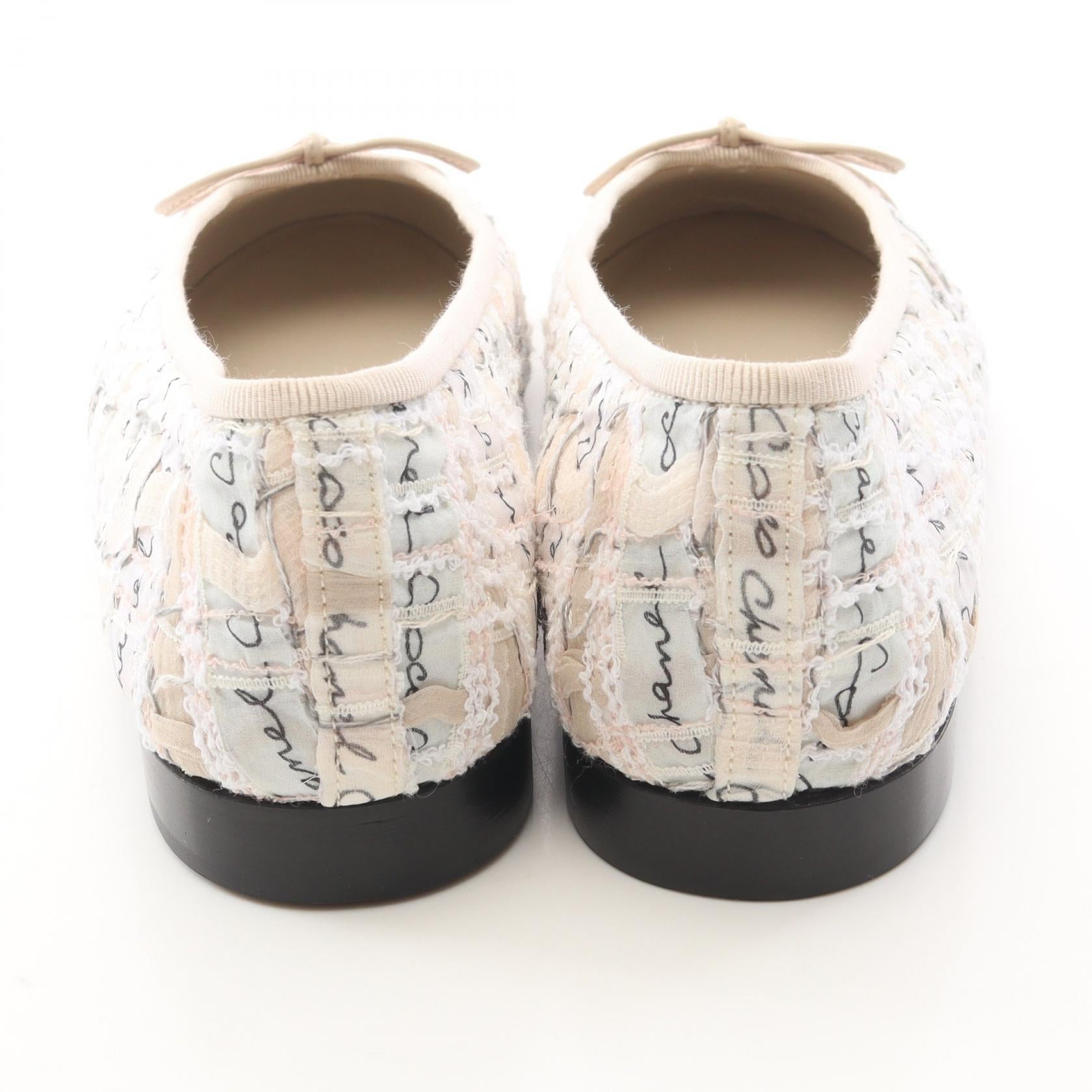 シャネル BALLERINA レザー ファブリック パンプス