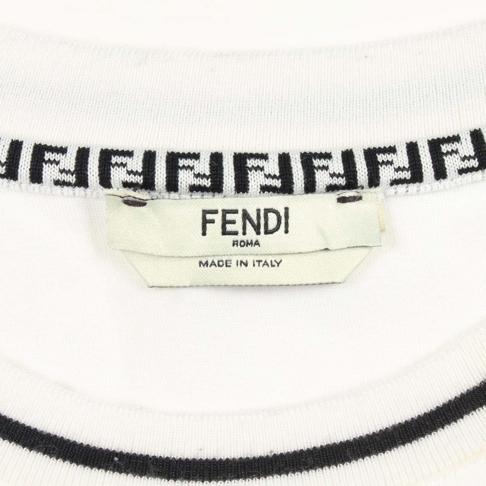 フェンディ ロゴ刺繍 コットン 半袖Tシャツ