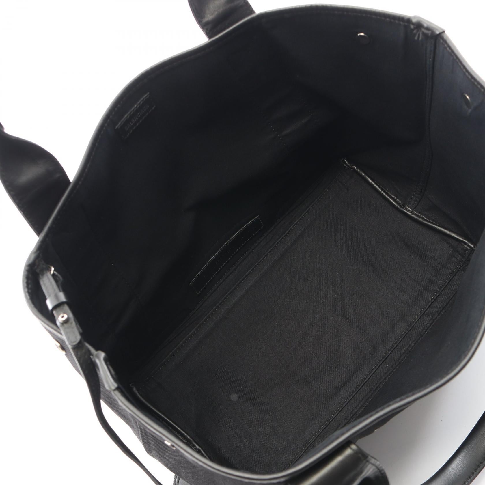 バレンシアガ NAVY CABAS S キャンバス レザー トートバッグ