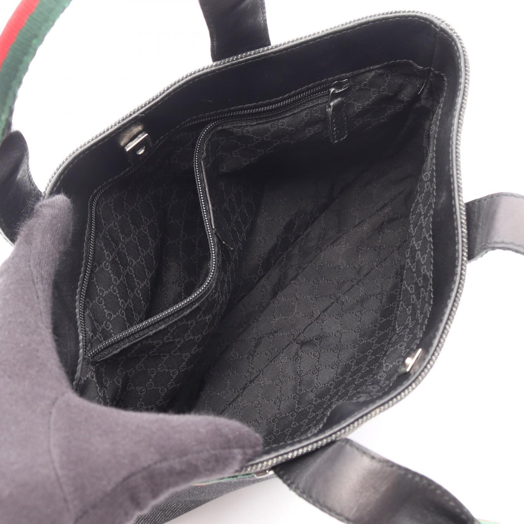 グッチ キャンバス レザー ハンドバッグ