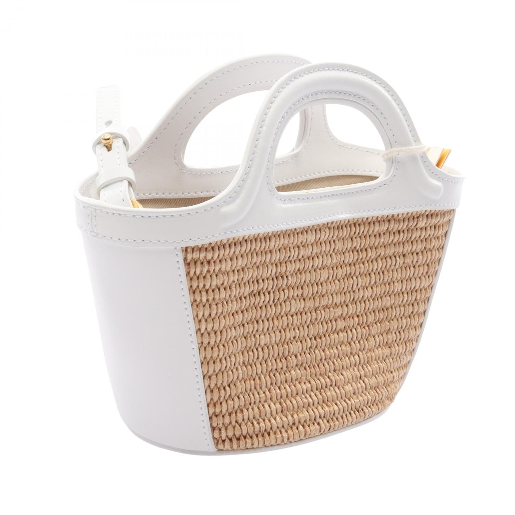 マルニ TROPICALIA BAG MICRO レザー ラフィア 2wayハンドバッグ
