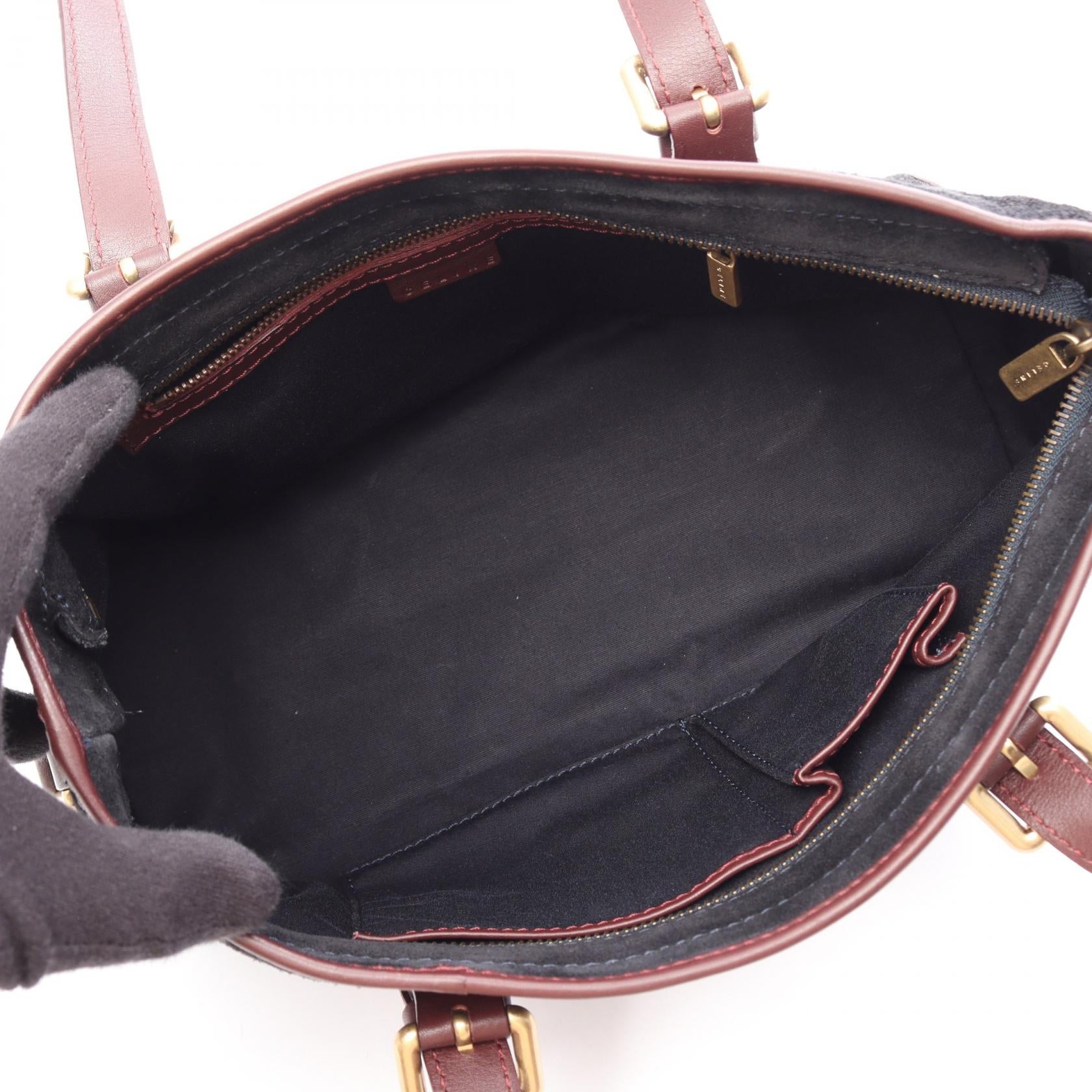 セリーヌ Cマカダム スエードレザー ハンドバッグ