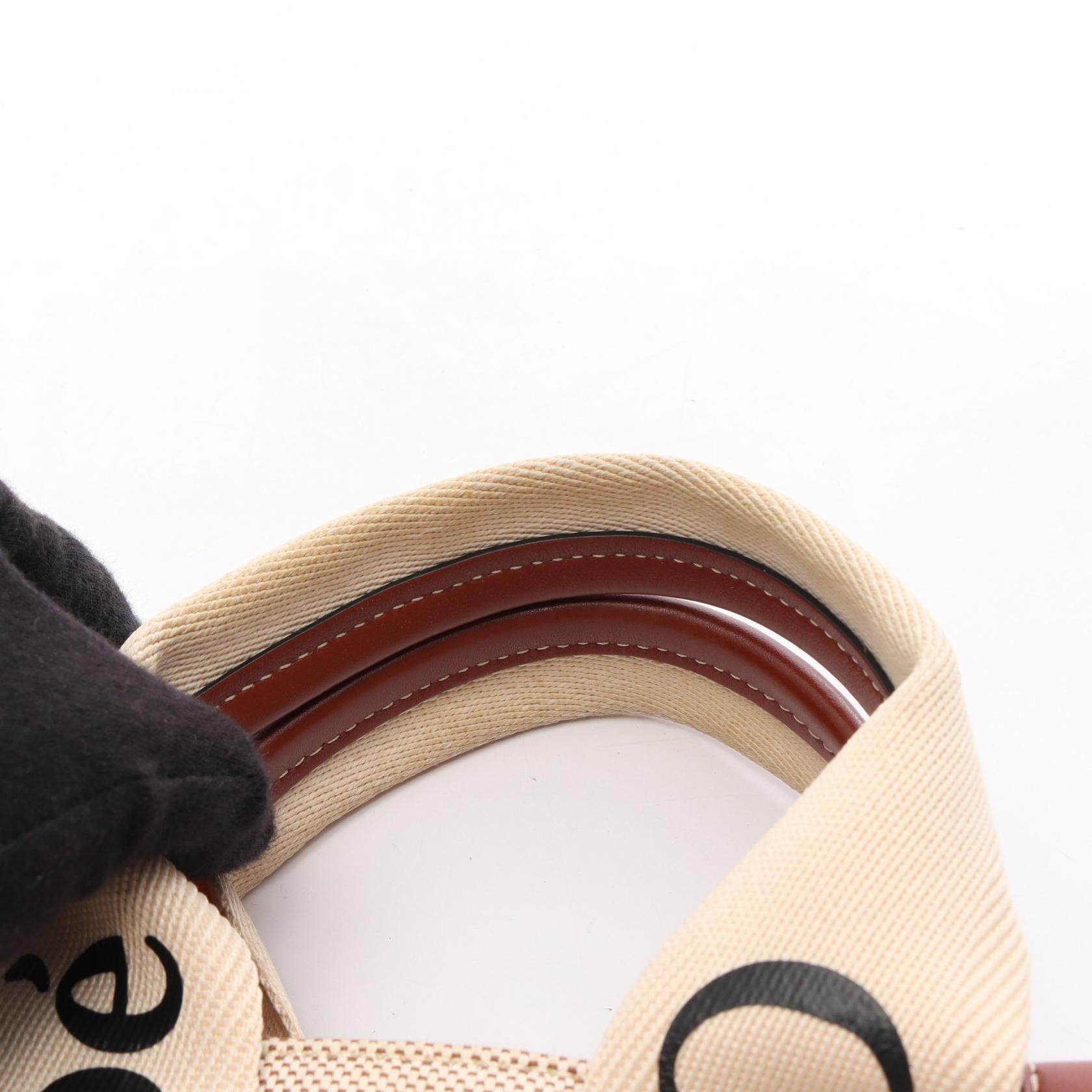 クロエ WOODY スモールトートバッグ キャンバス レザー