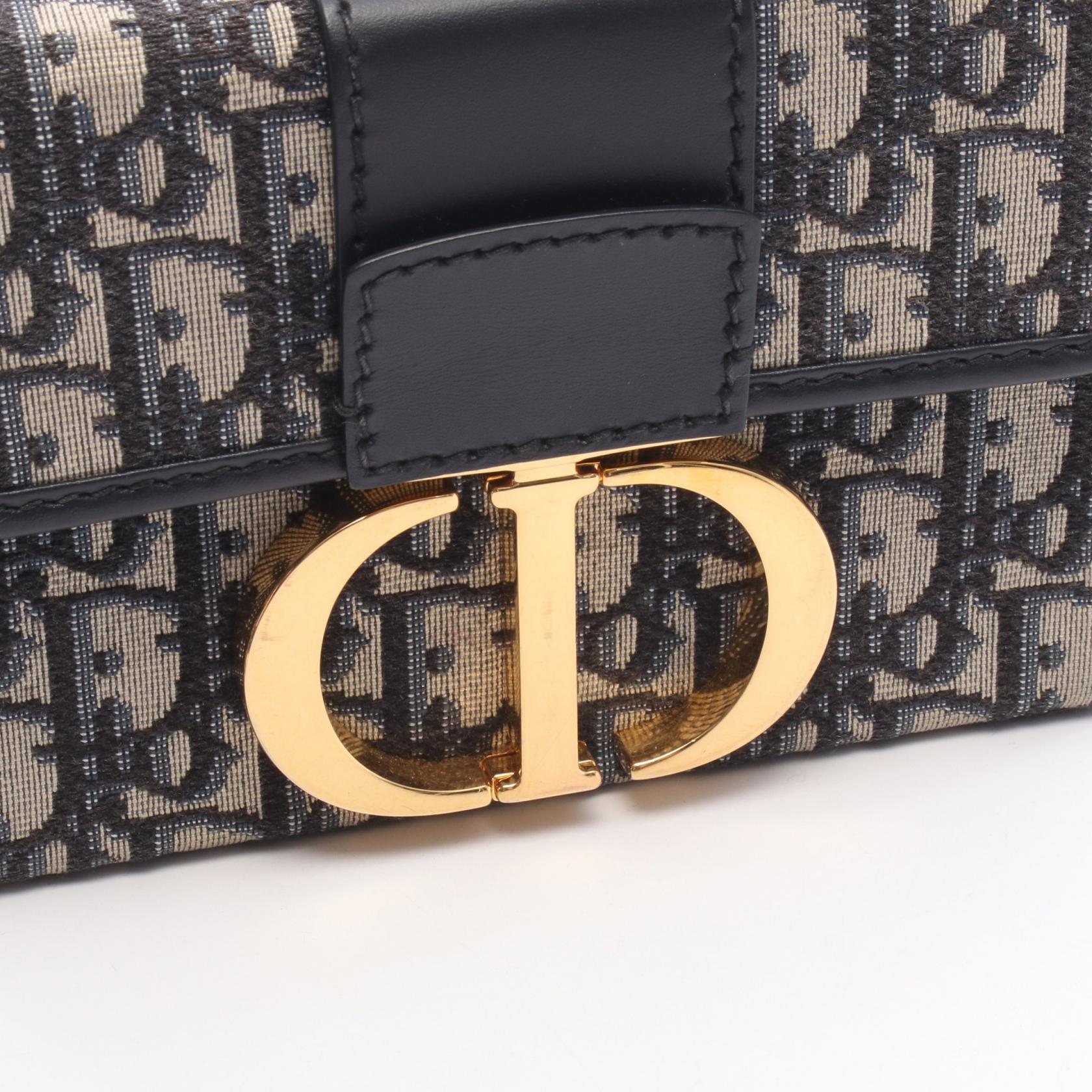 ディオール 30 MONTAIGNE オブリーク キャンバス レザー ショルダーバッグ