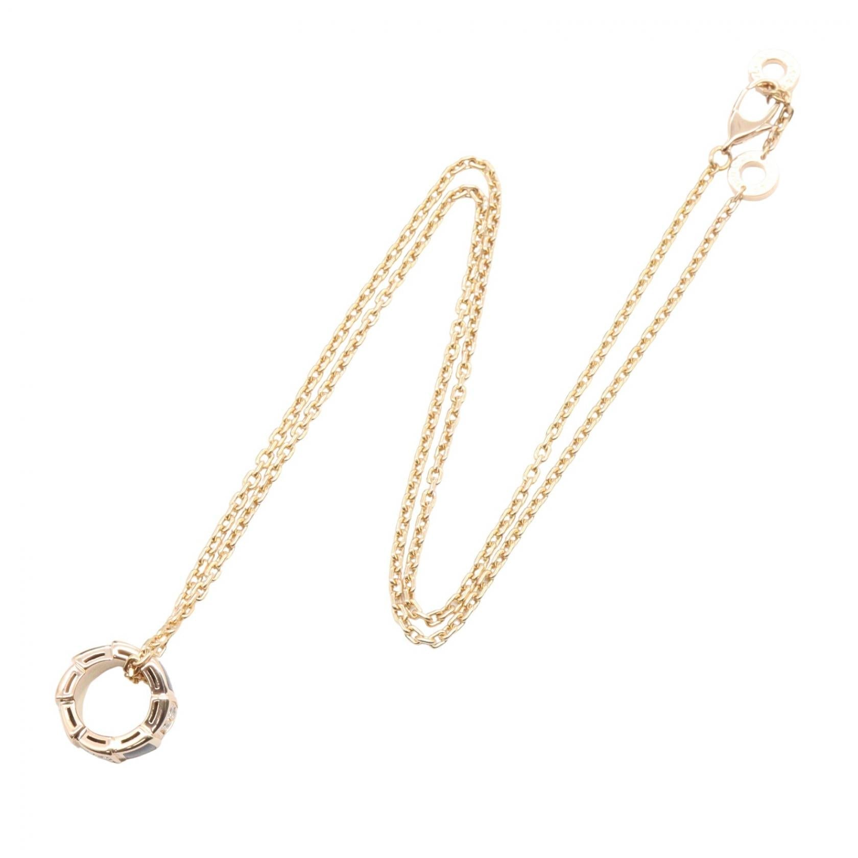 ブルガリ セルペンティ Au750ピンクゴールド ダイヤモンド オニキス ネックレス
