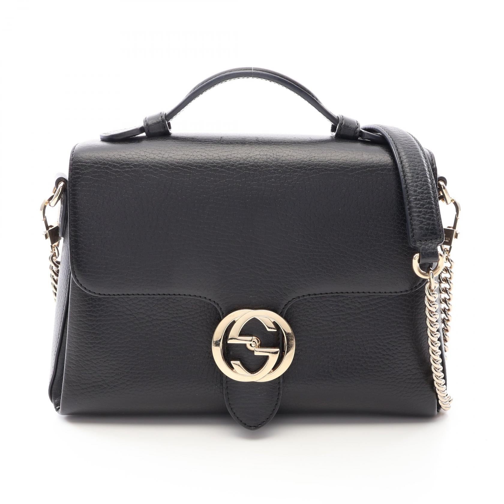 グッチ インターロッキングG レザー2WAYハンドバッグ
