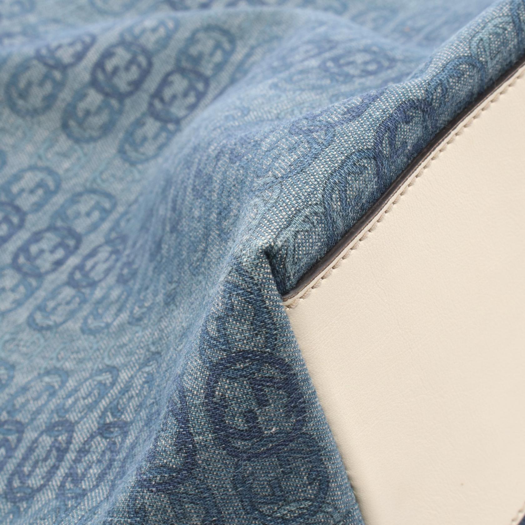 グッチ インターロッキングG デニムレザー トートバッグ