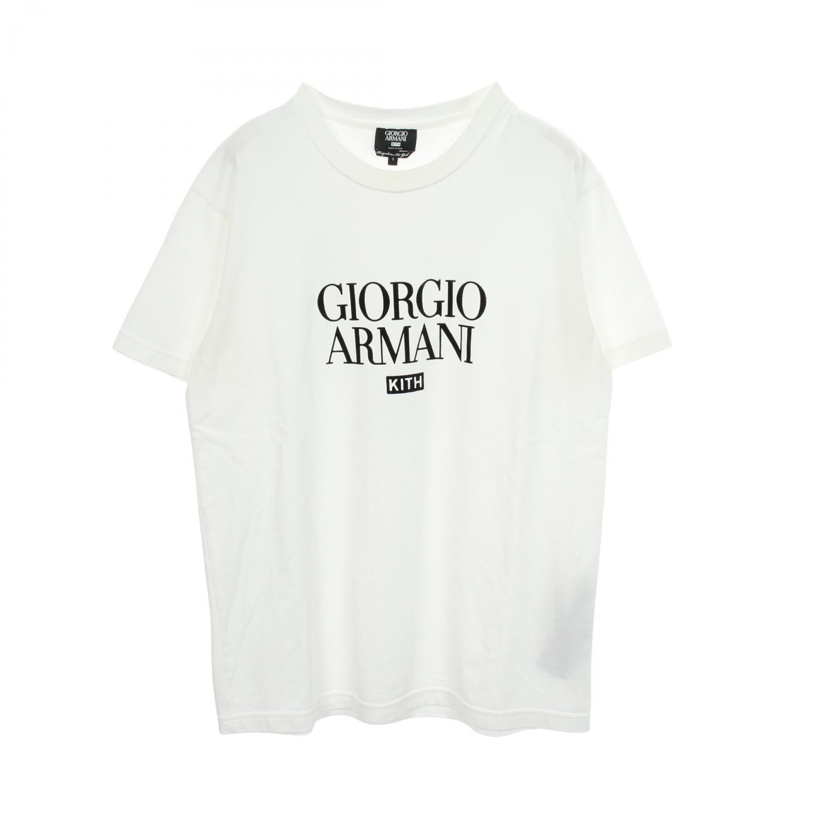ジョルジオアルマーニ KITHフロッキーロゴ コットン半袖Tシャツ