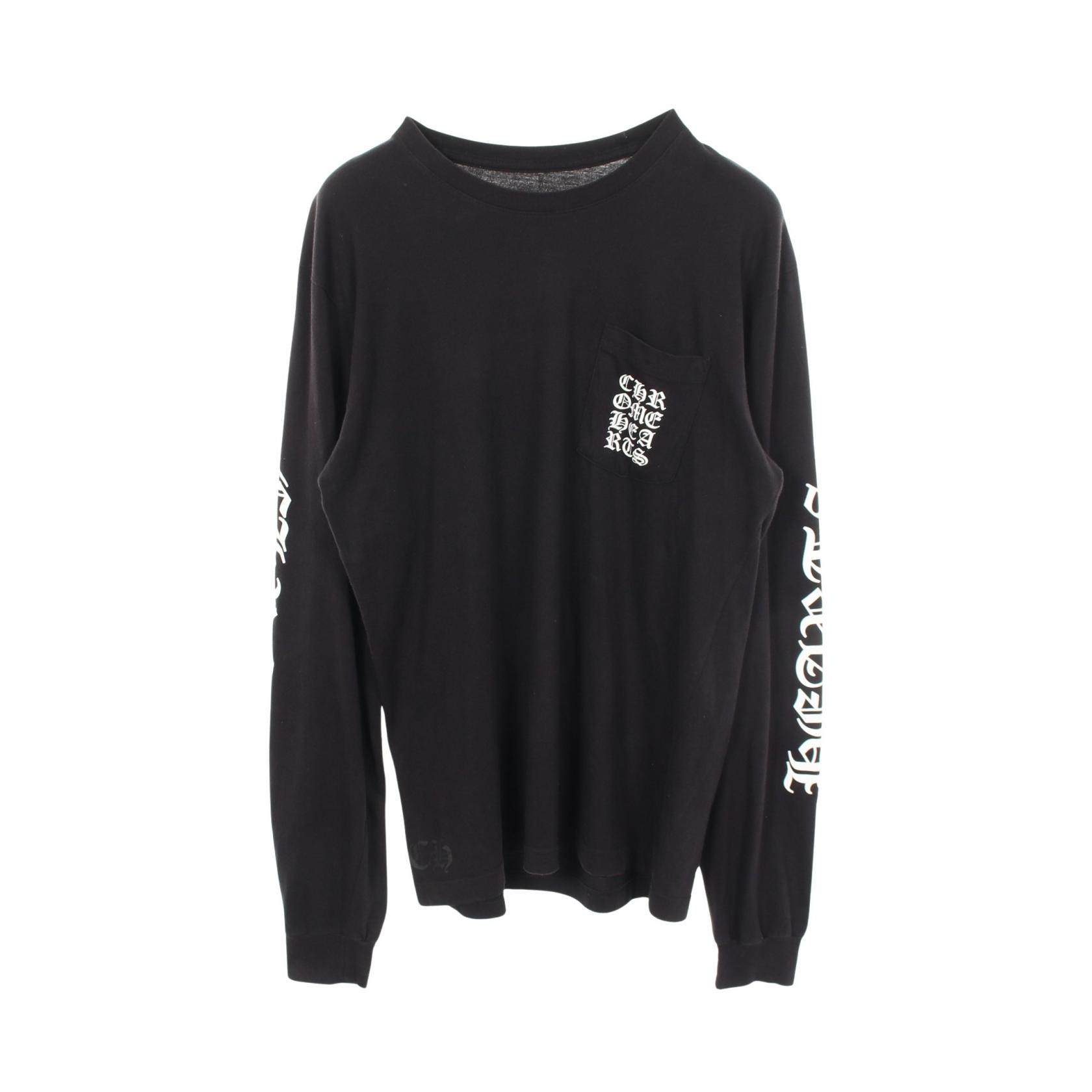 クロムハーツ バーティカルロゴ ポケット コットン長袖Tシャツ