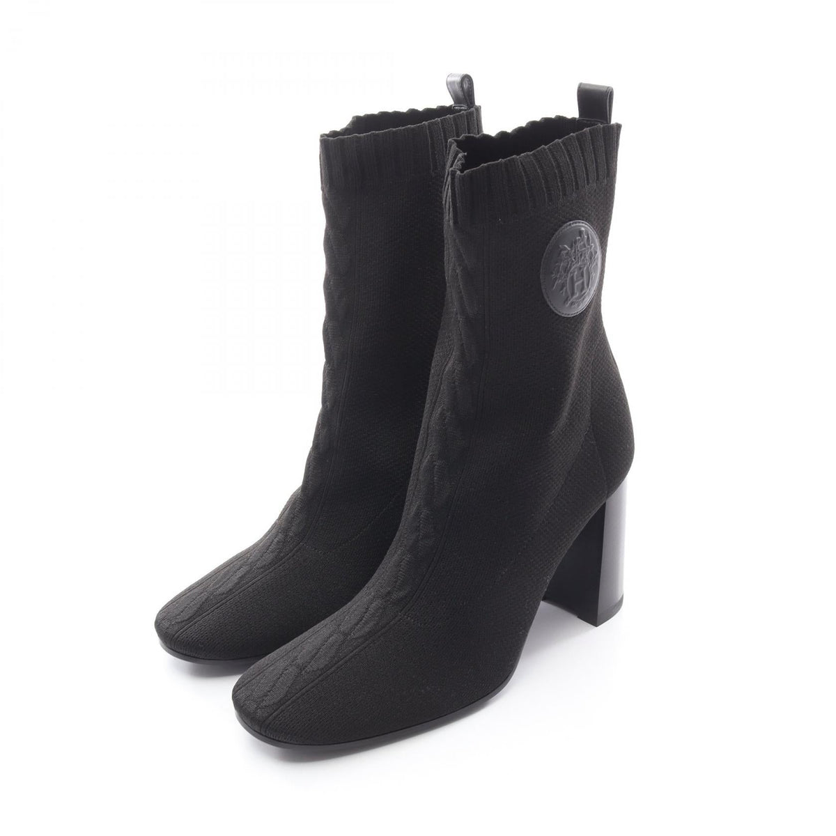 エルメス JENNA60 レザー ファブリック ブーツ