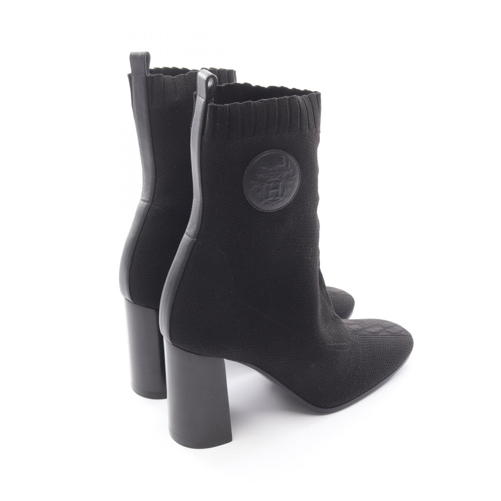 エルメス JENNA60 レザー ファブリック ブーツ