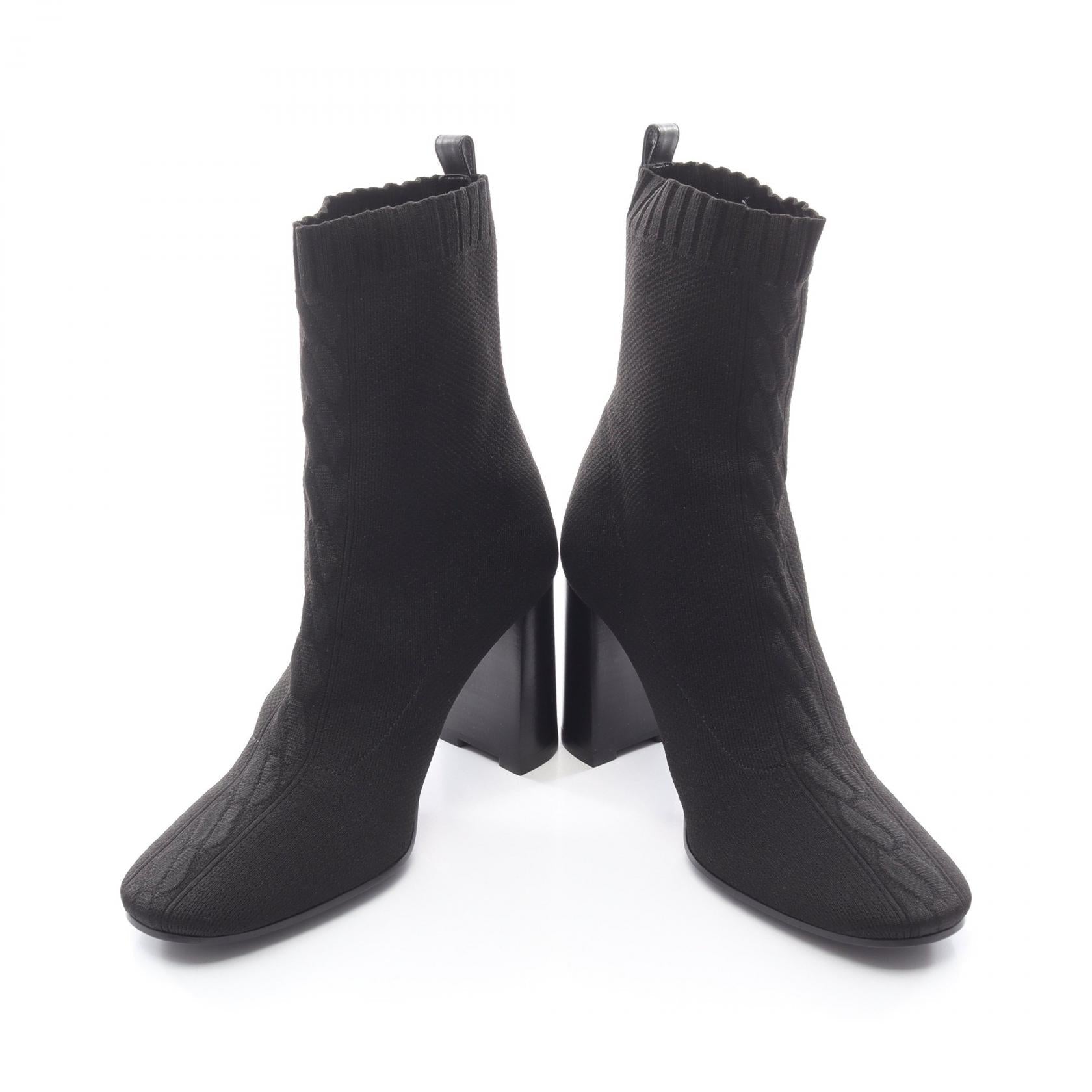 エルメス JENNA60 レザー ファブリック ブーツ