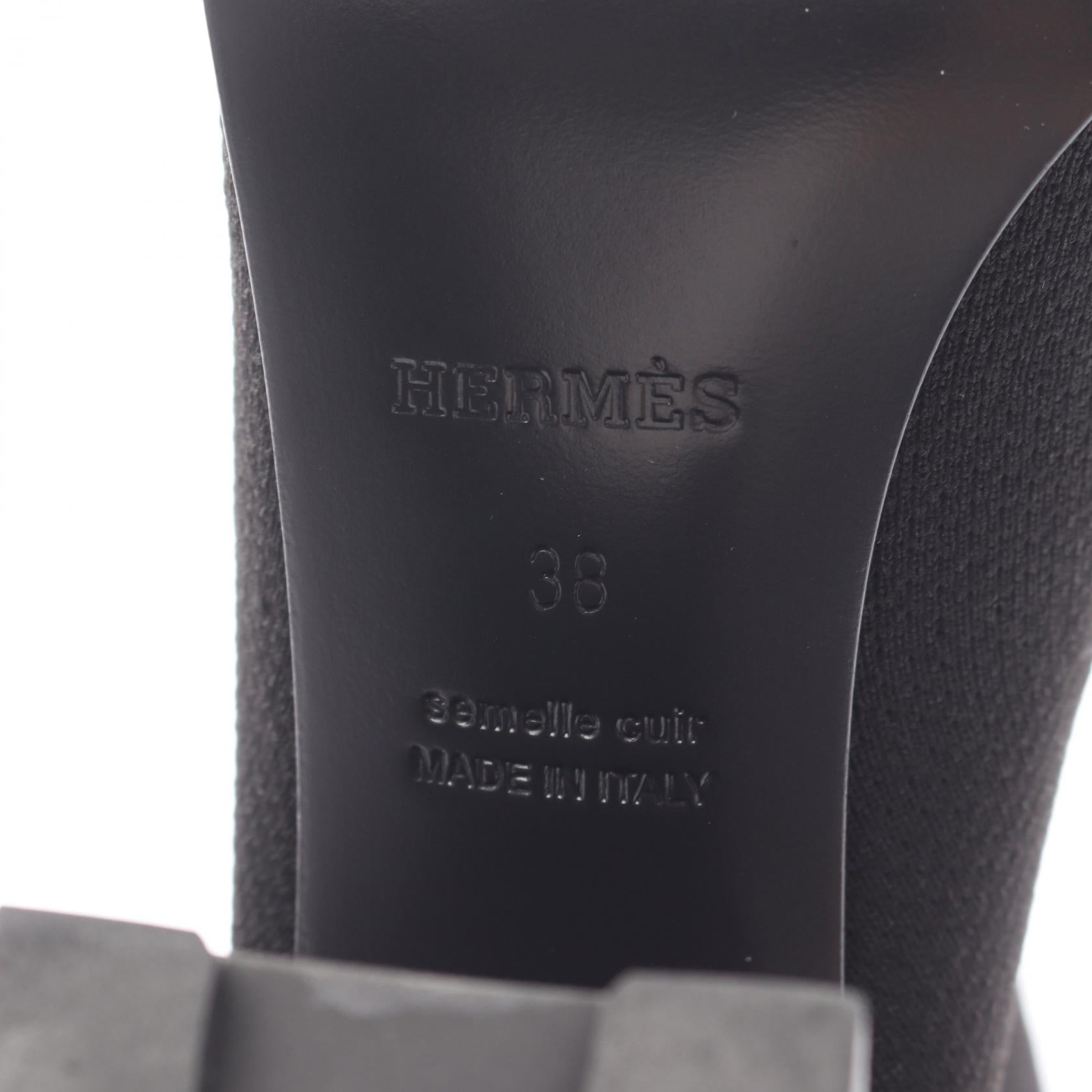 エルメス JENNA60 レザー ファブリック ブーツ