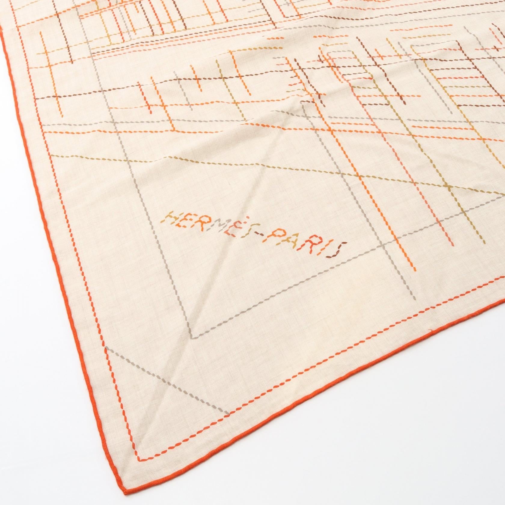 エルメス カレ 140 ピケ セリエ シルク カシミヤ スカーフ