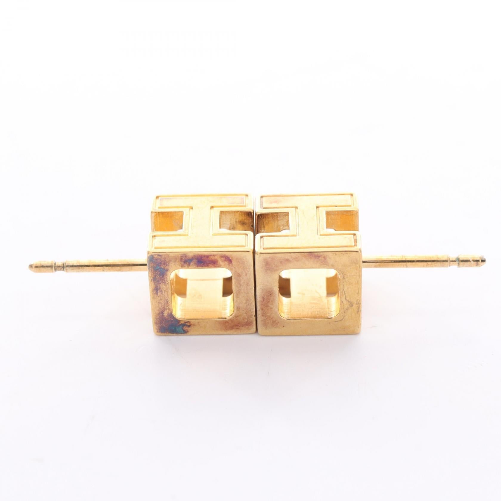 エルメス Caged d'H H キューブ ピアス