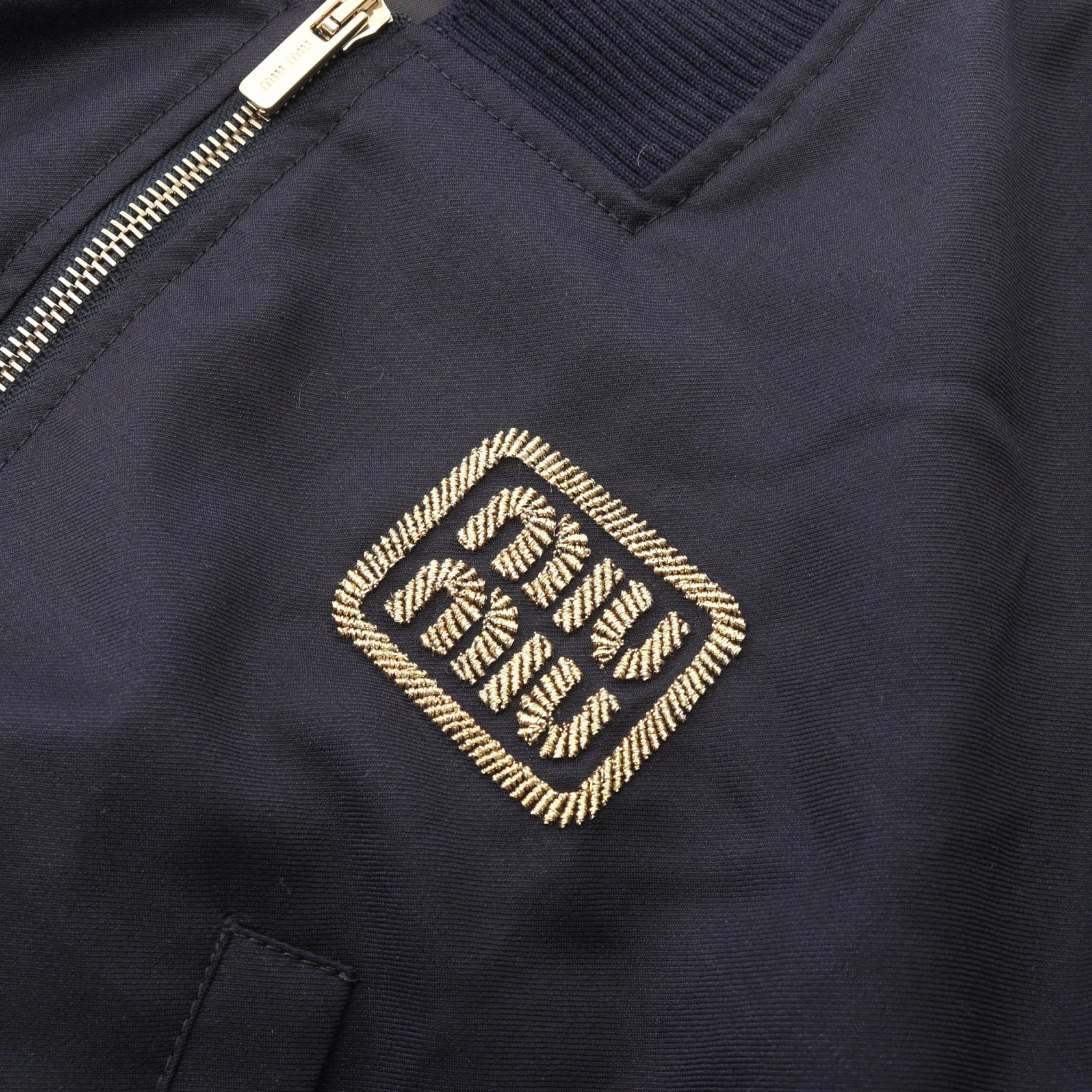 ミュウミュウ ロゴ刺繍 ウールクロップドブルゾン
