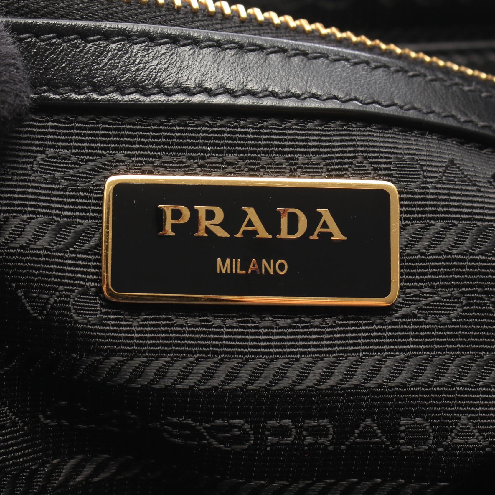 プラダ LOGO JACQUARD キャンバス レザー 2wayハンドバッグ