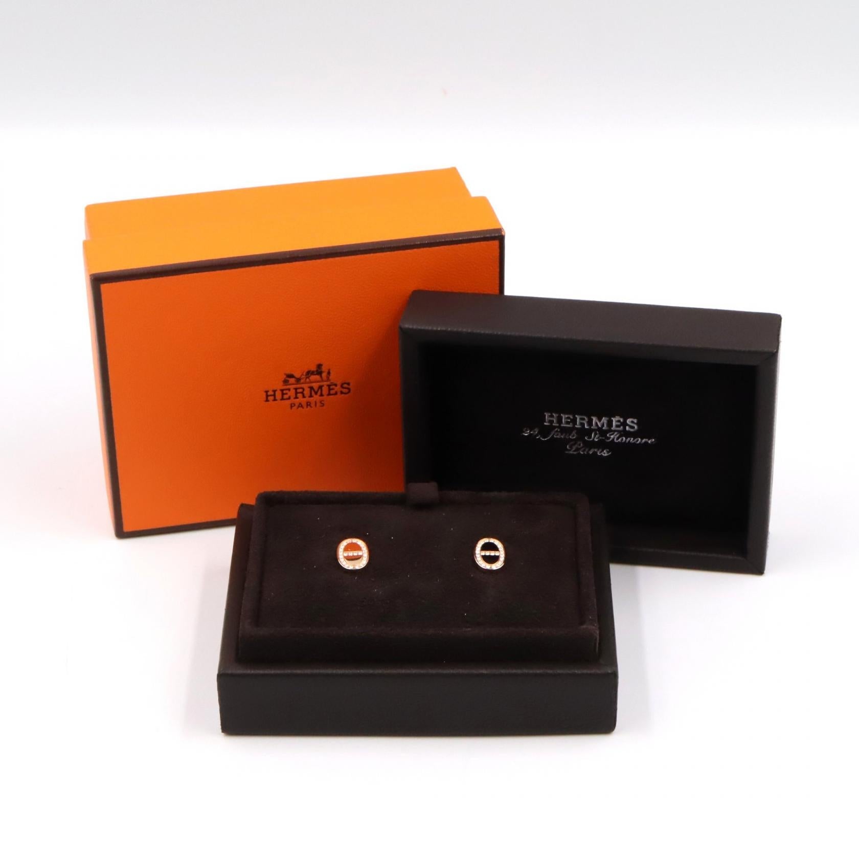 エルメス シェーヌ ダンクル コンツール K18PG ダイヤ ピアス