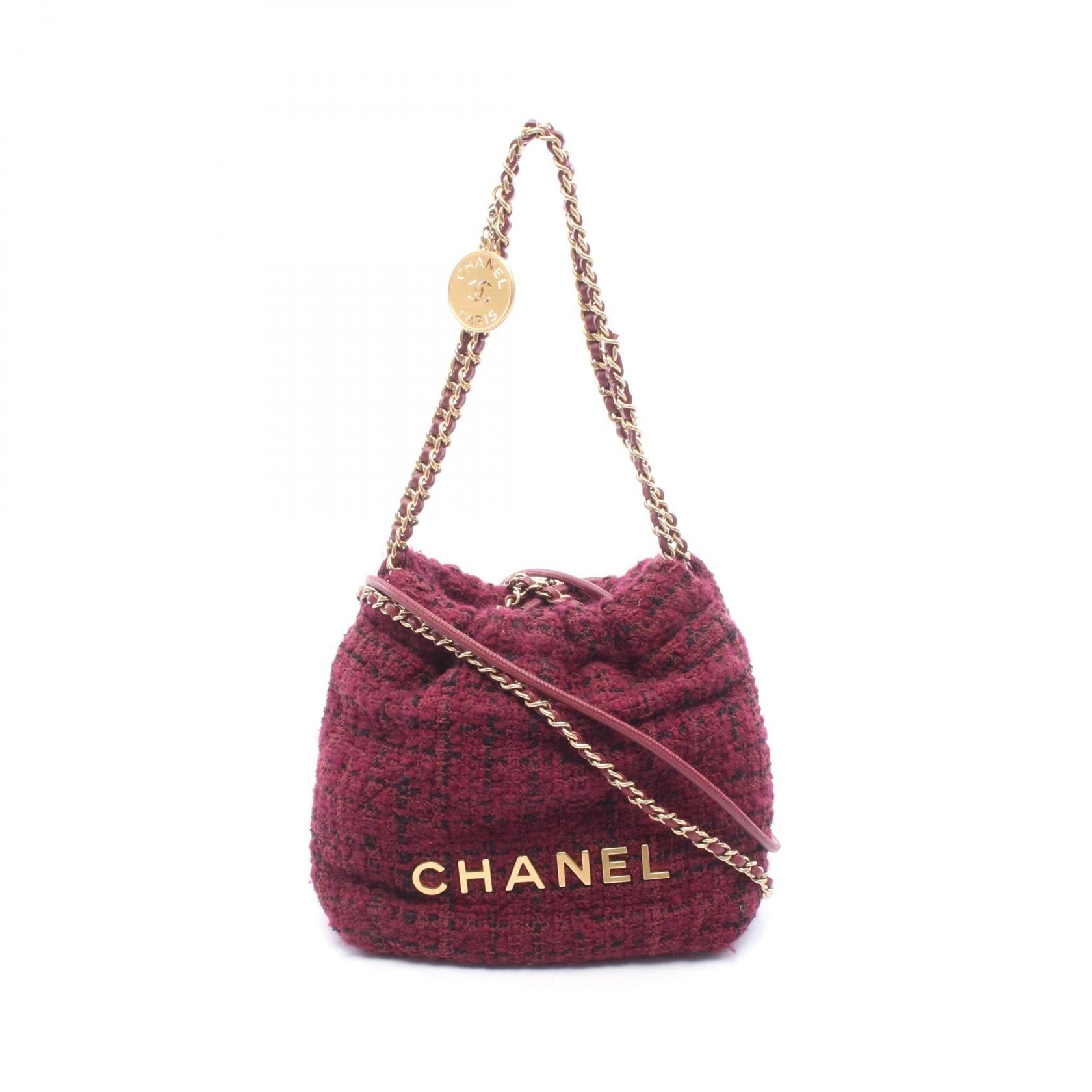 シャネル CHANEL 22 ファブリックレザーショルダーバッグ