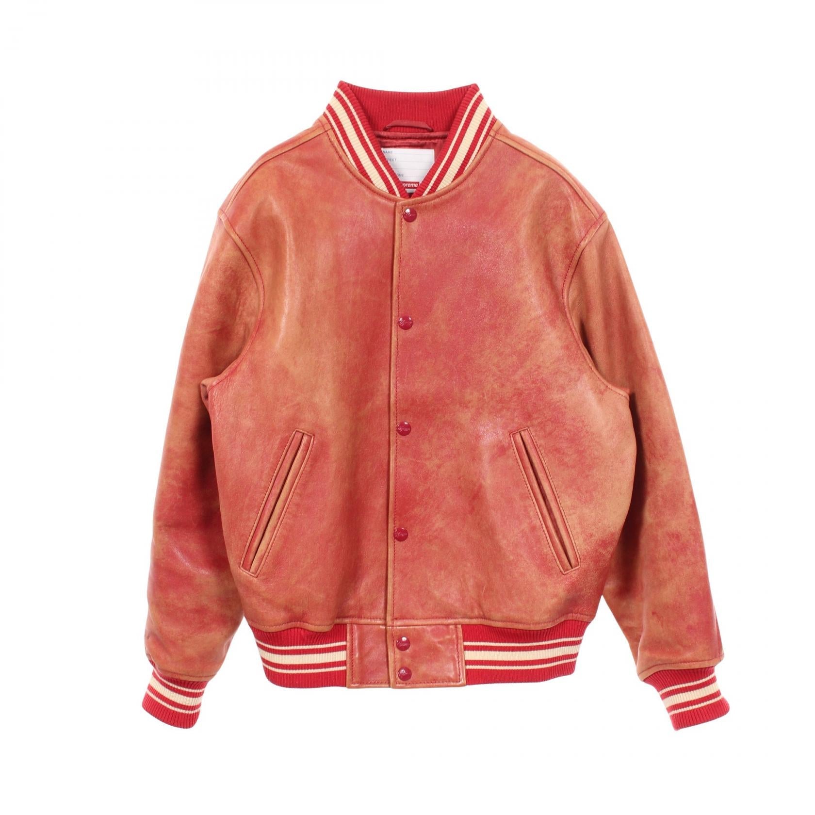 シュプリーム PAINTED WORM LEATHER スタジャン