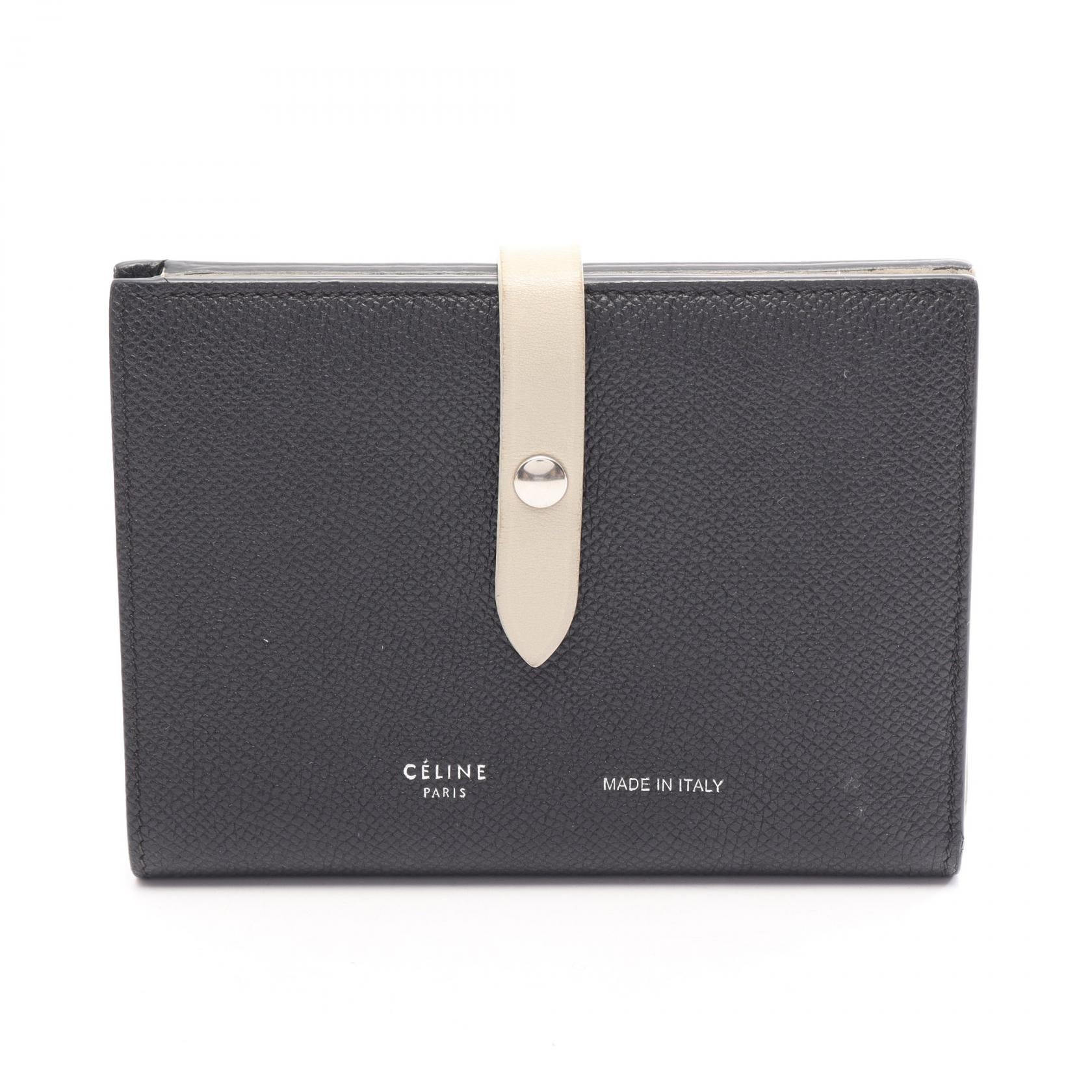セリーヌ ストラップ ミディアム マルチ ファンクション レザー二つ折り財布