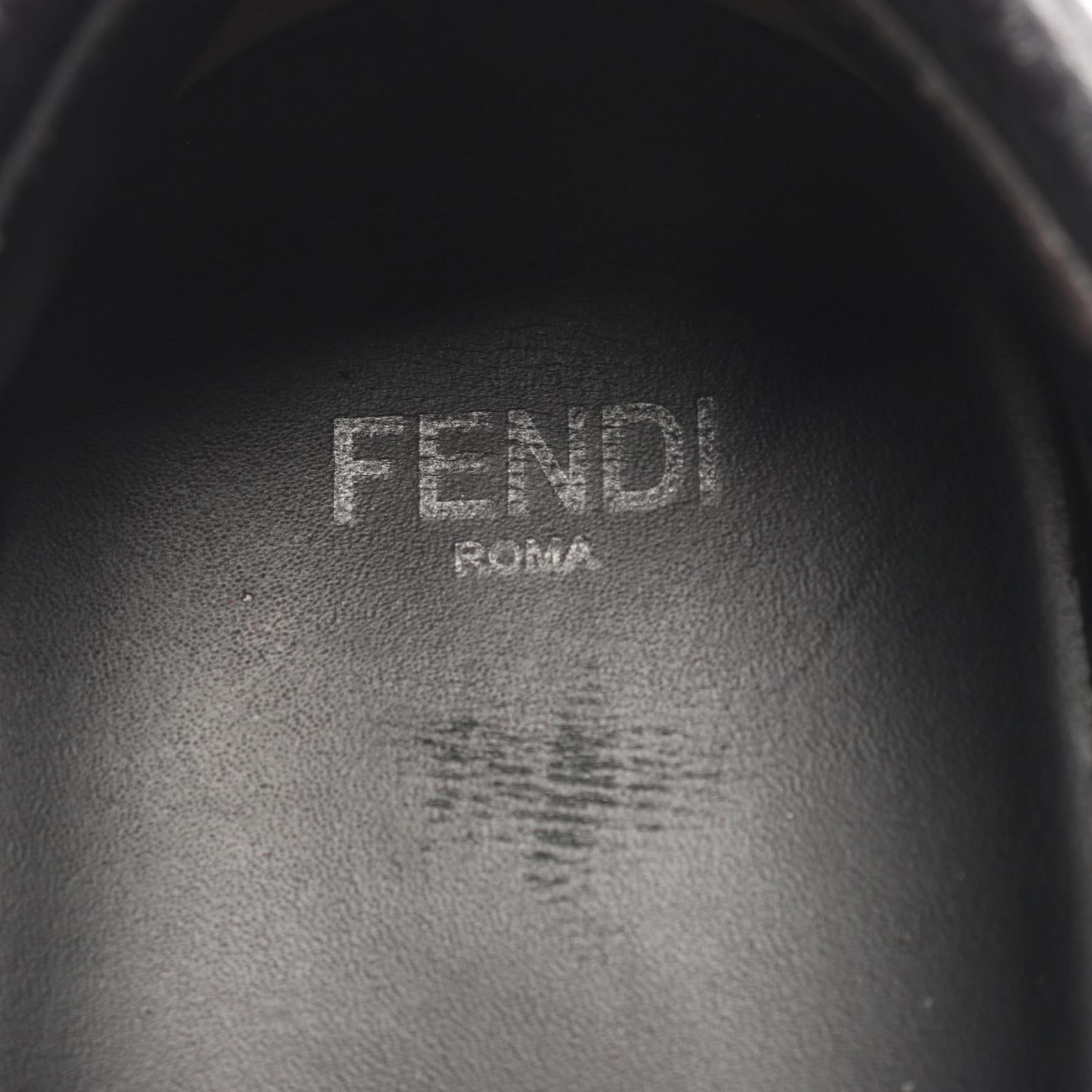 フェンディ FFロゴ レザー ファブリック スリッポン