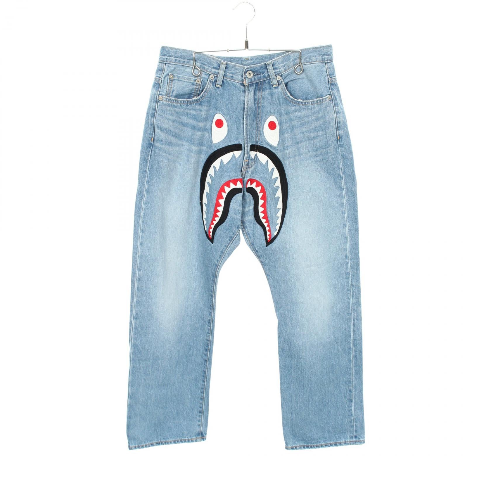 アベイシングエイプ Shark Loose Fit コットンデニムパンツ