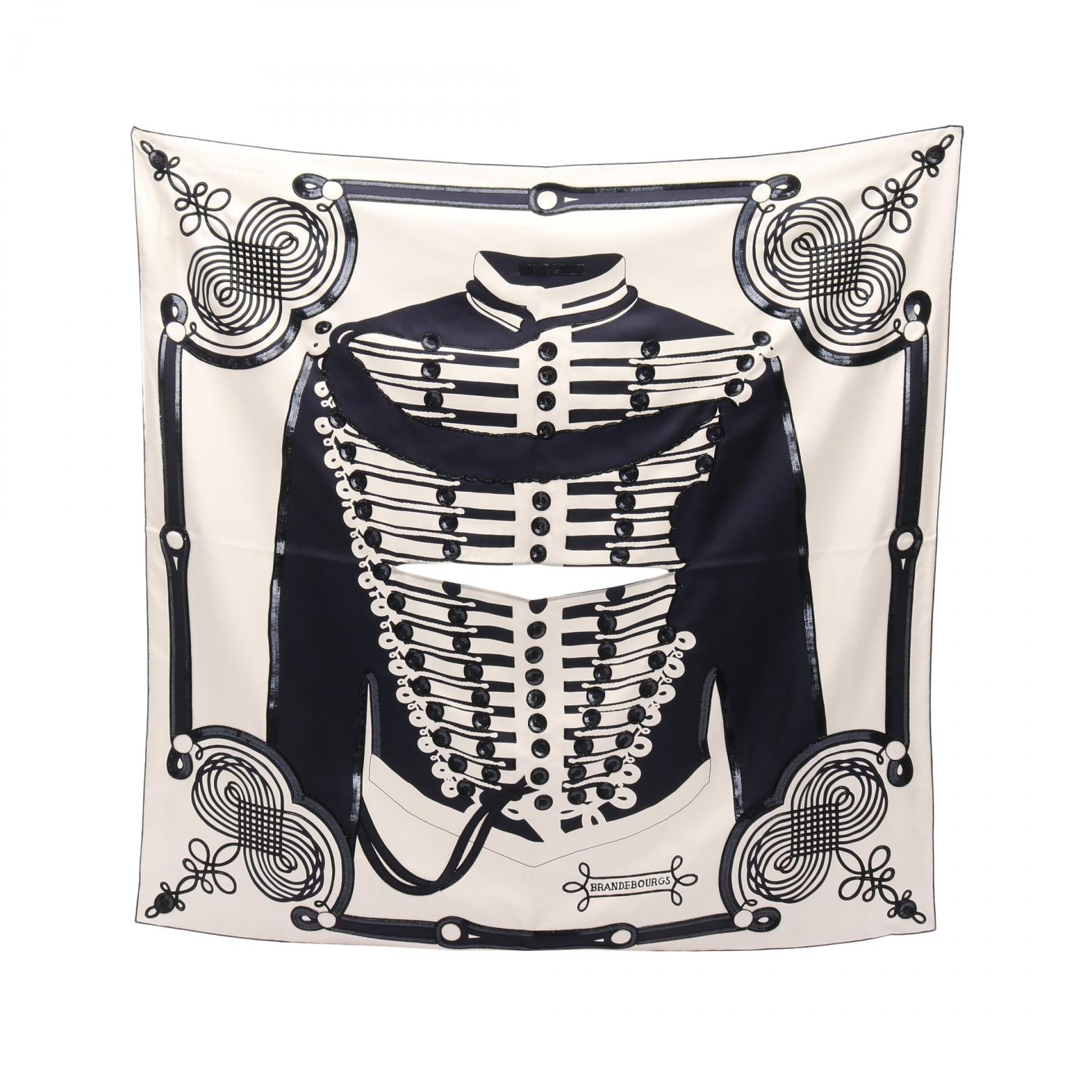 エルメス カレ デザール プレシュー BRANDEBOURGS TATTOO シルクスカーフ