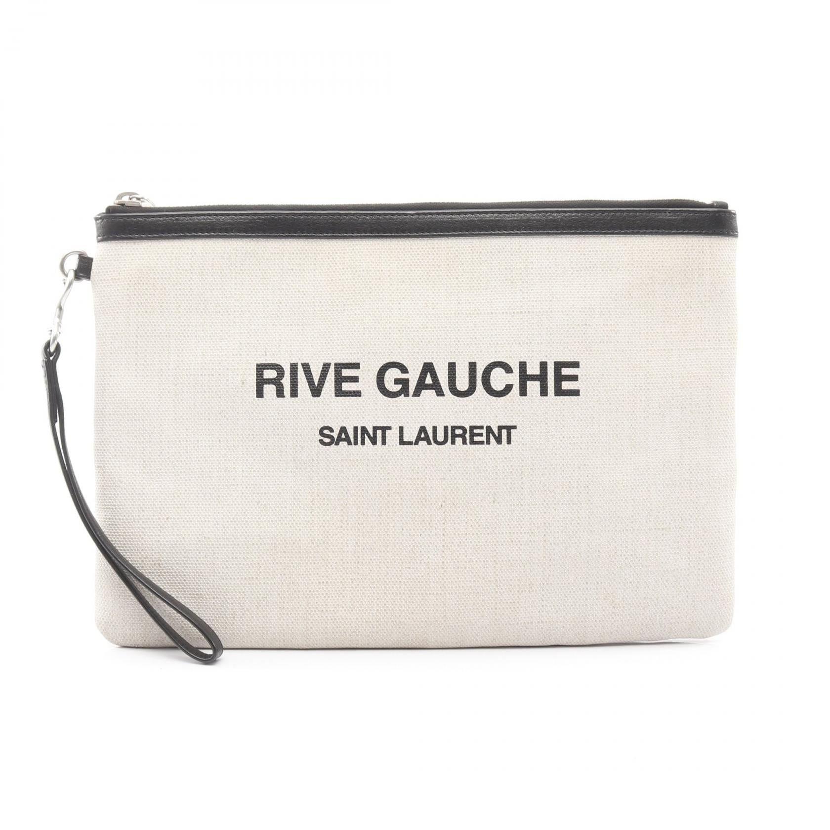 イヴサンローラン RIVE GAUCHE キャンバスレザークラッチバッグ