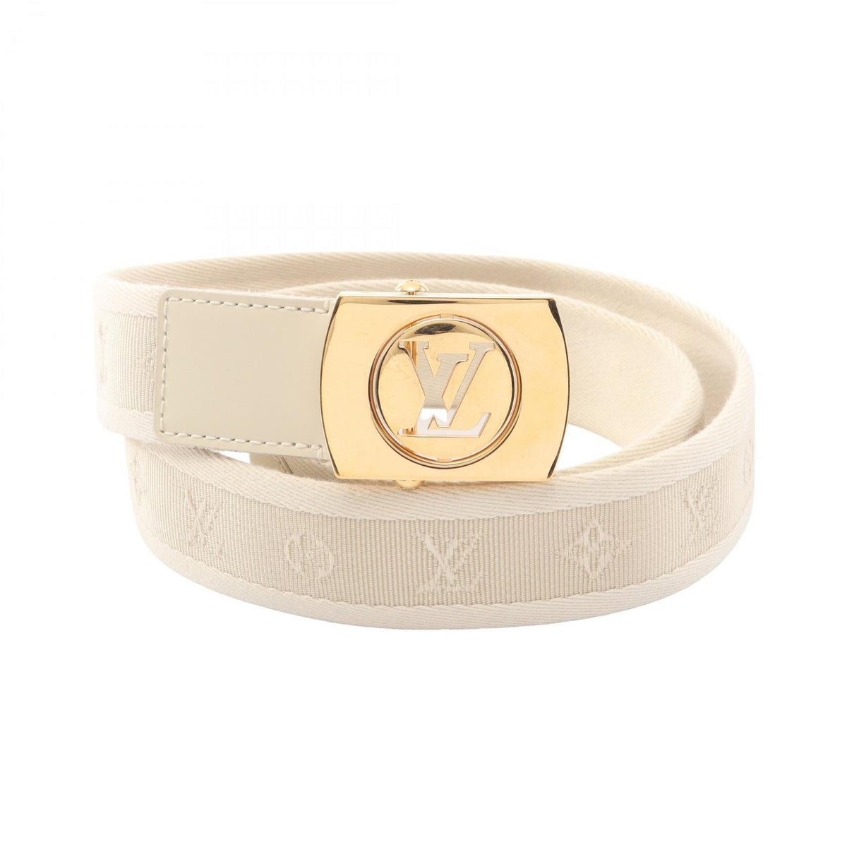 Louis Vuitton LOUIS VUITTON Women’s Ivory Monogram Fortune Belt with Gold-Tone Buckle M6973 (Pre-Owned) Leather Belt