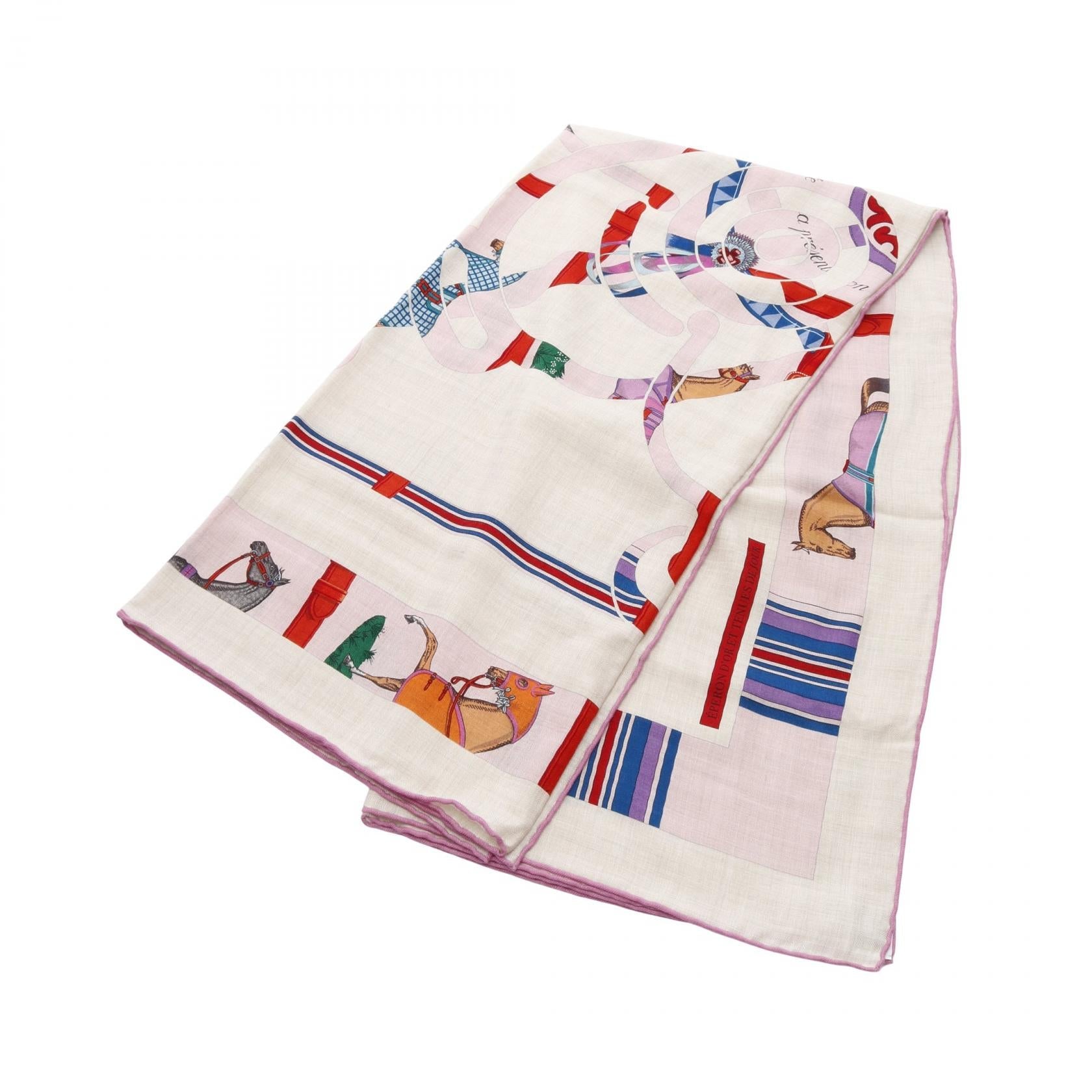 エルメス カレジェアン140 COUVERTURES ET TENUES DE JOUR シルク カシミヤ スカーフ