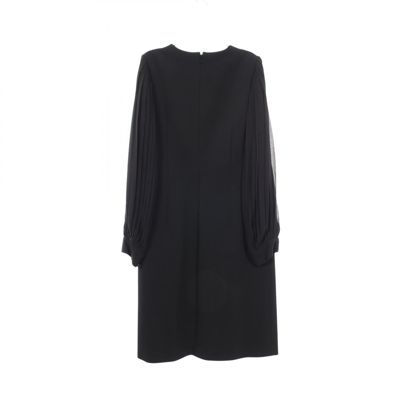 グッチ PLEATED SLEEVES BLACK DRESS レーヨン ワンピース