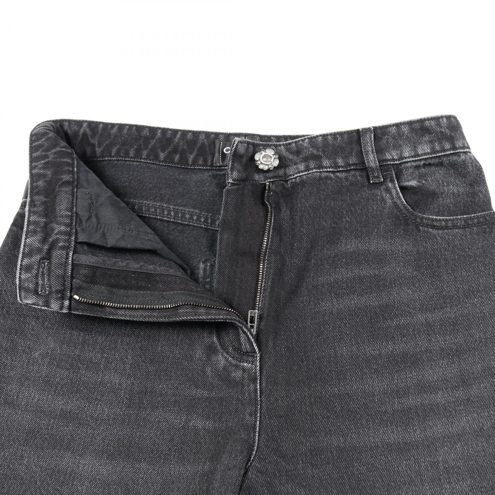シャネル カメリアボタン コットンデニムパンツ