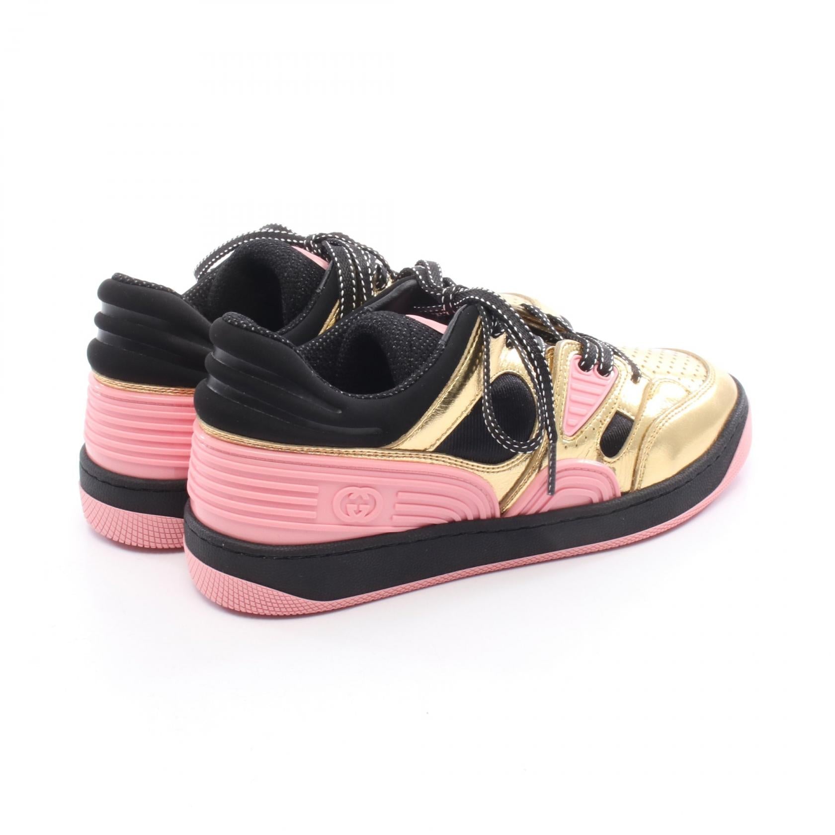 グッチ BASKET LOW レザー ラバー ファブリック スニーカー