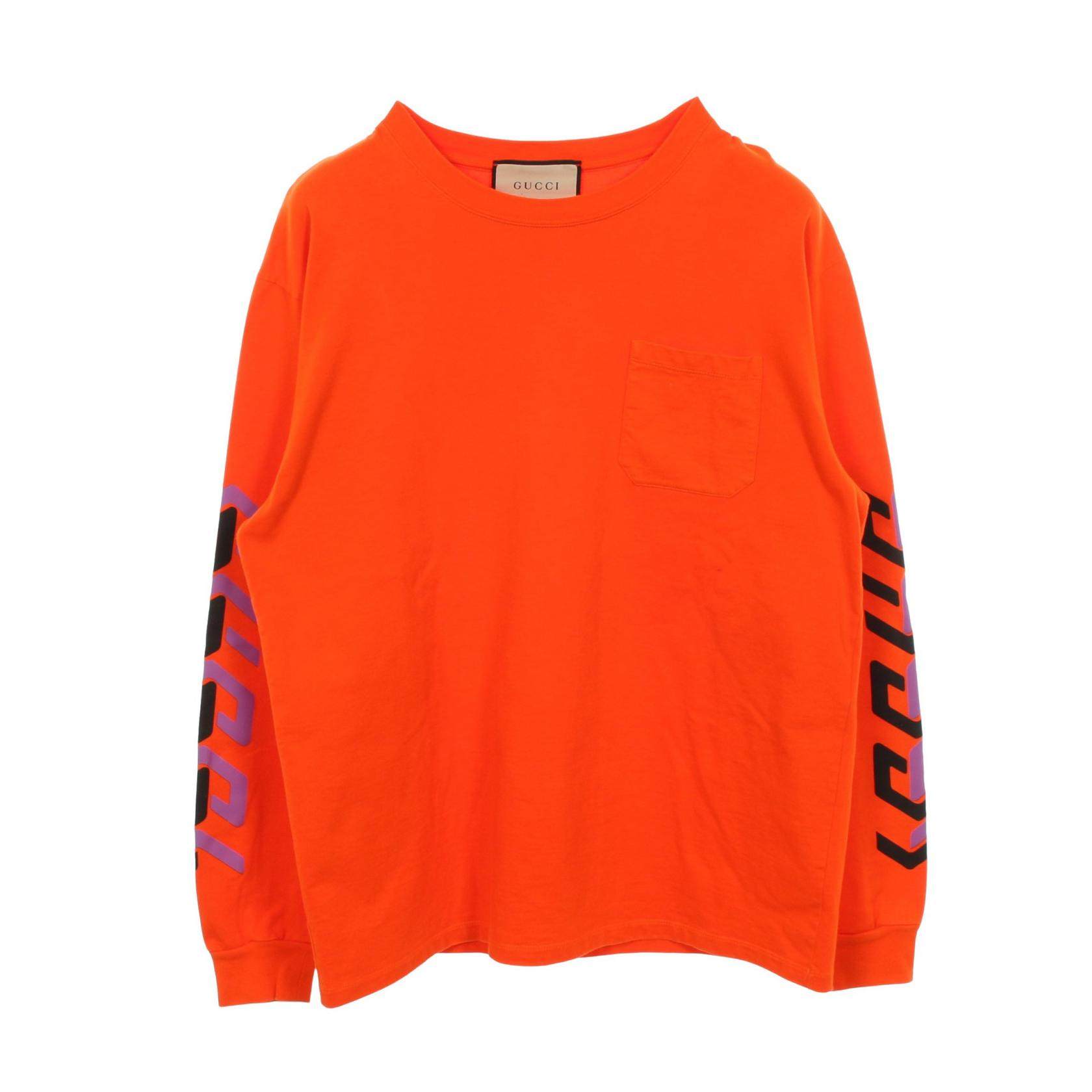 グッチ アームミラープリント コットン長袖Tシャツ