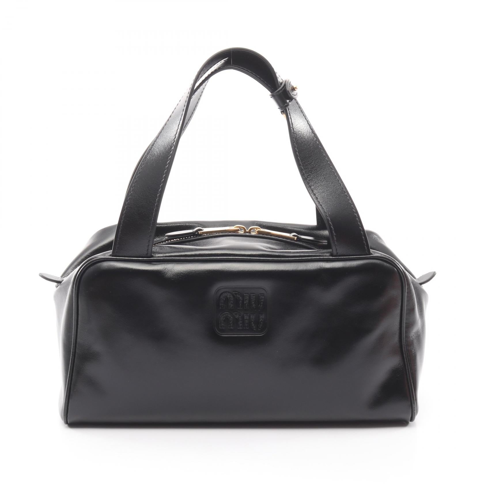 ミュウミュウ SOFTY SHINE レザーハンドバッグ