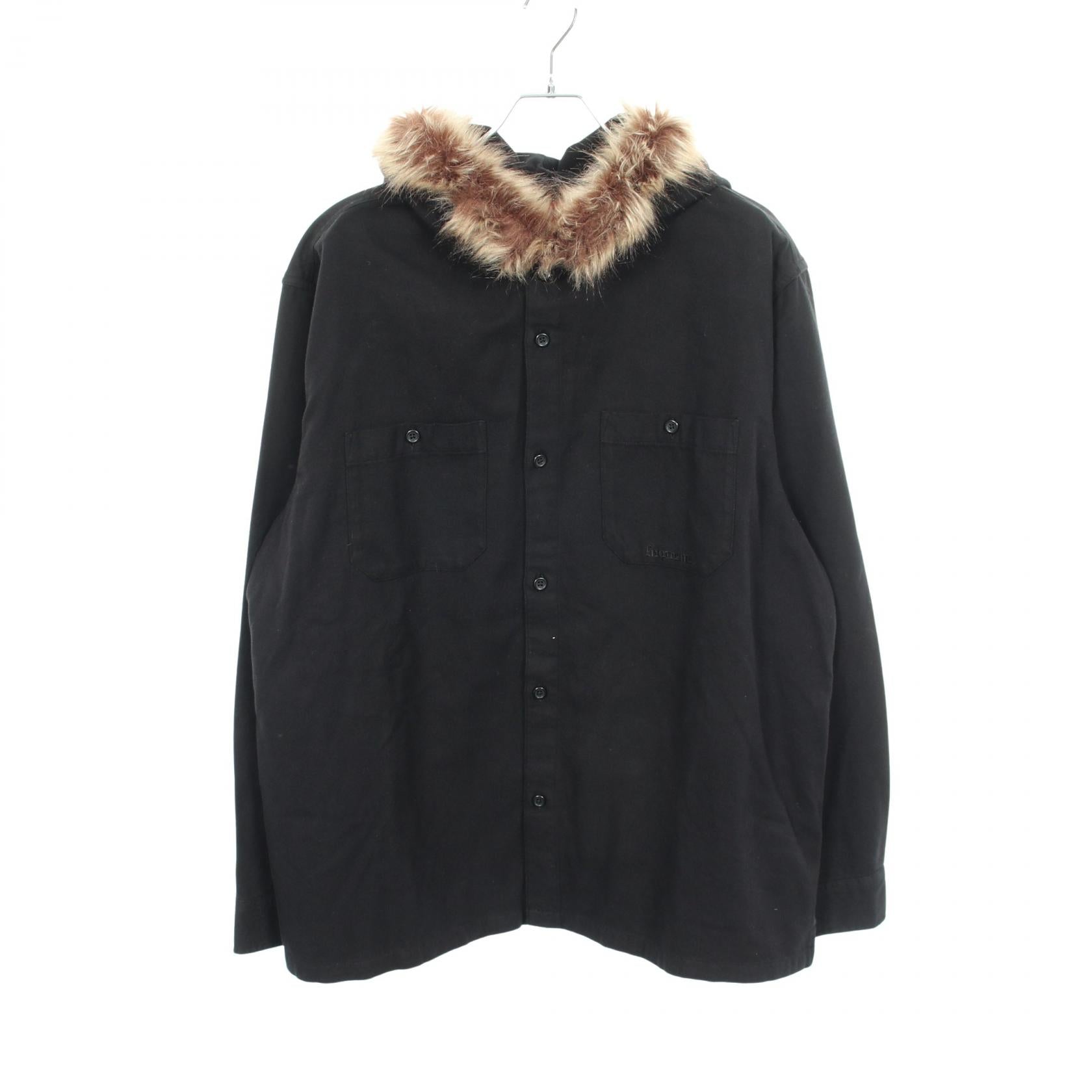 シュプリーム Fur Trim Flannel フーデッドシャツ コットン ウェア
