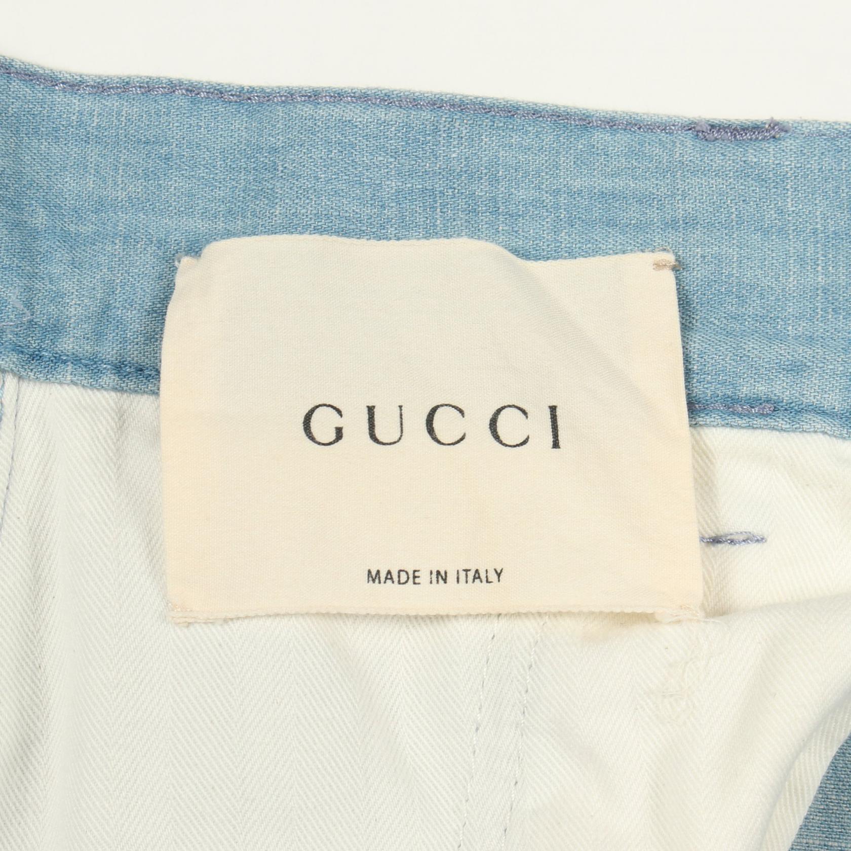 グッチ ロゴ刺繍デニムパンツ