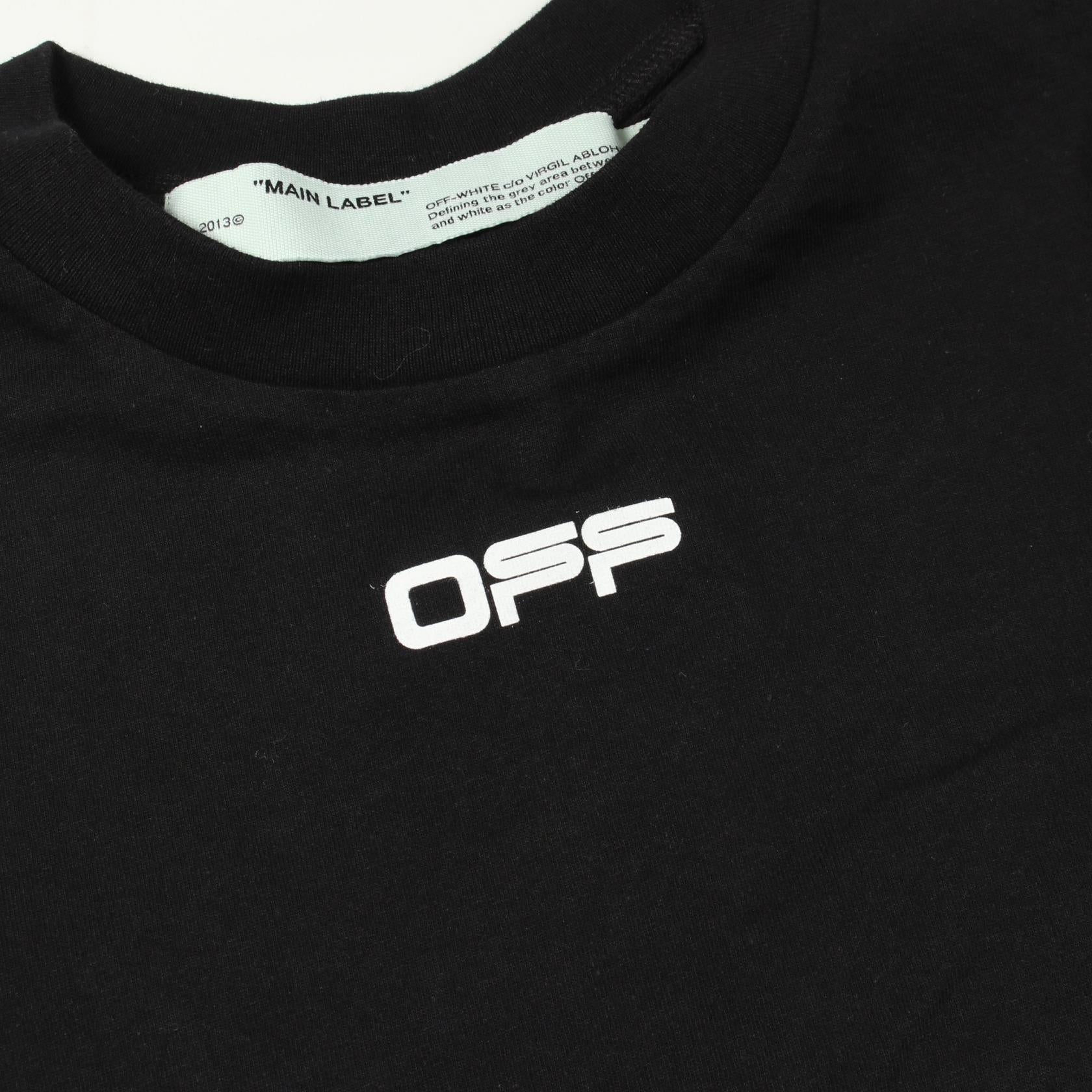 オフホワイト Airport Tape コットン半袖Tシャツ