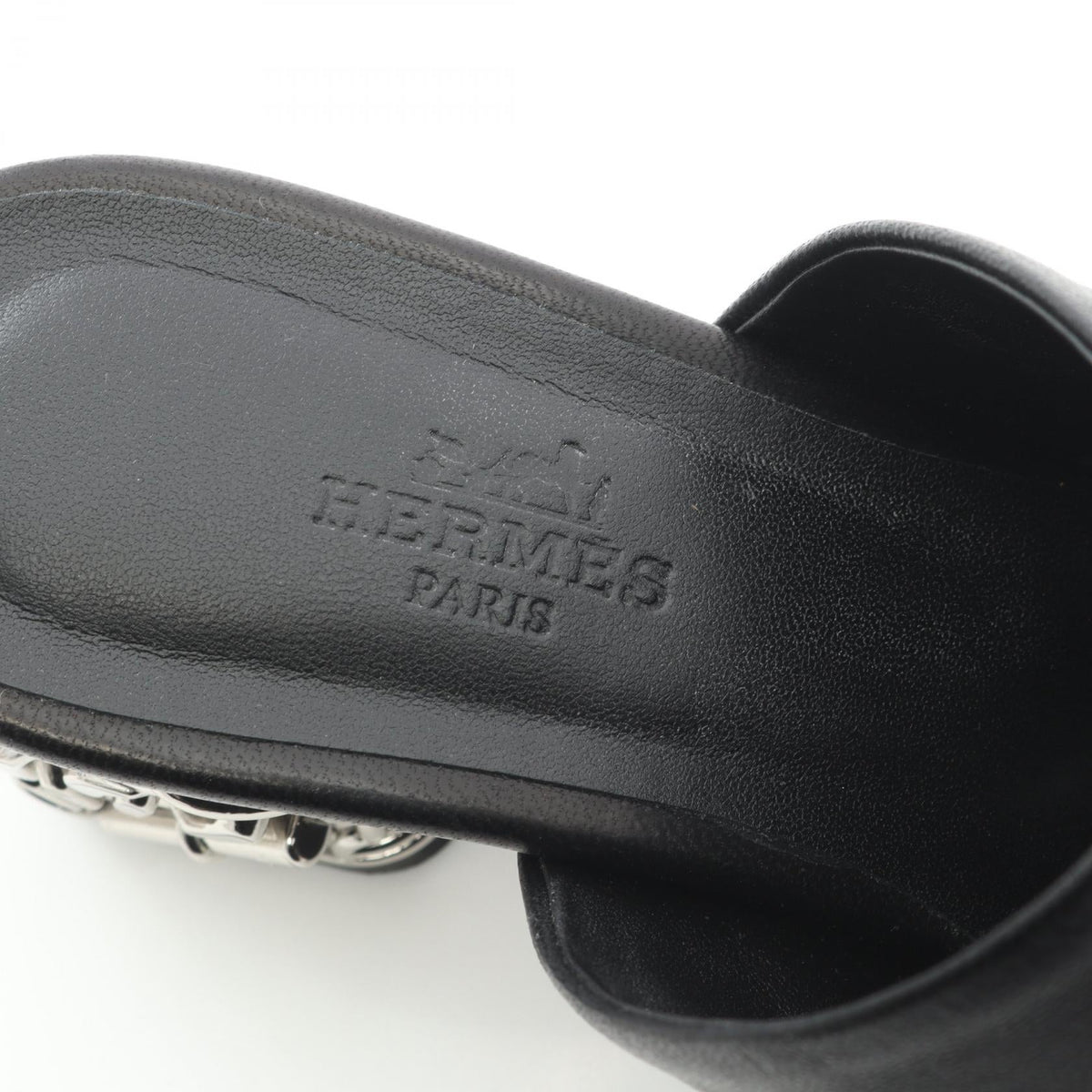 エルメス グロッシー60 シェーヌダンクル レザー ミュール