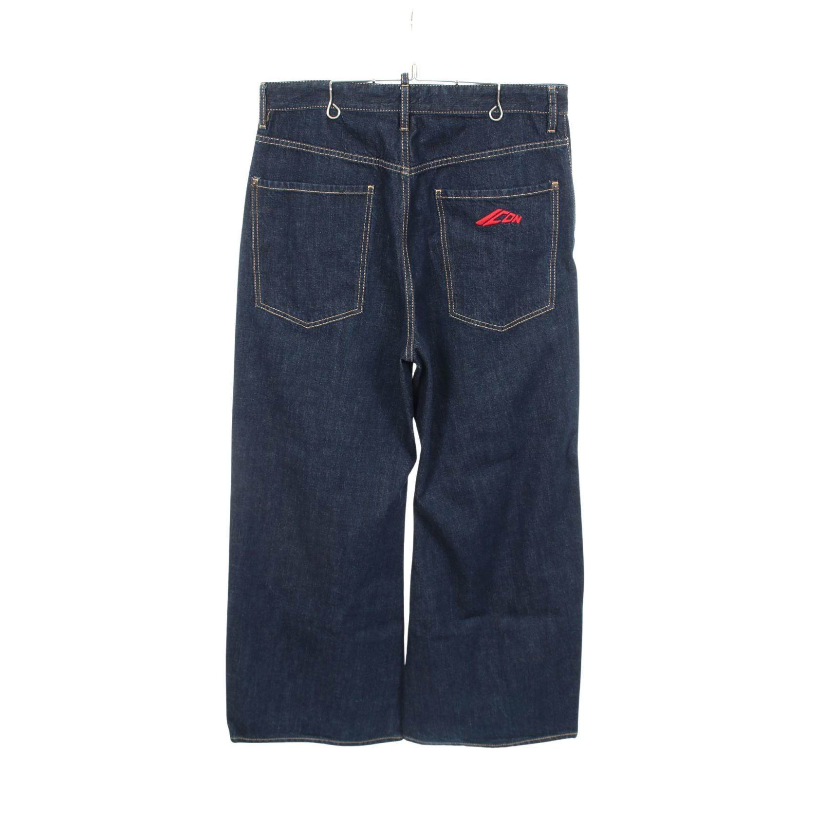 ディースクエアード ロゴ刺繍ワイドデニムパンツ