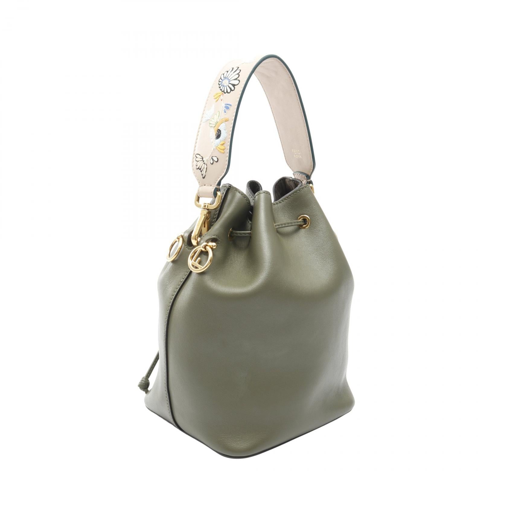 フェンディ モン トレゾール レザー ハンドバッグ