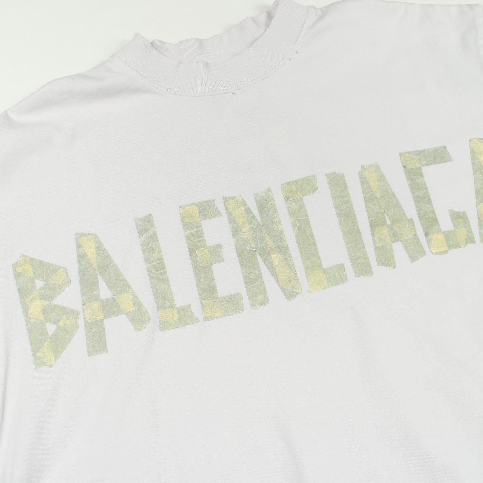 バレンシアガ TAPE TYPE BBロゴ コットン 半袖Tシャツ