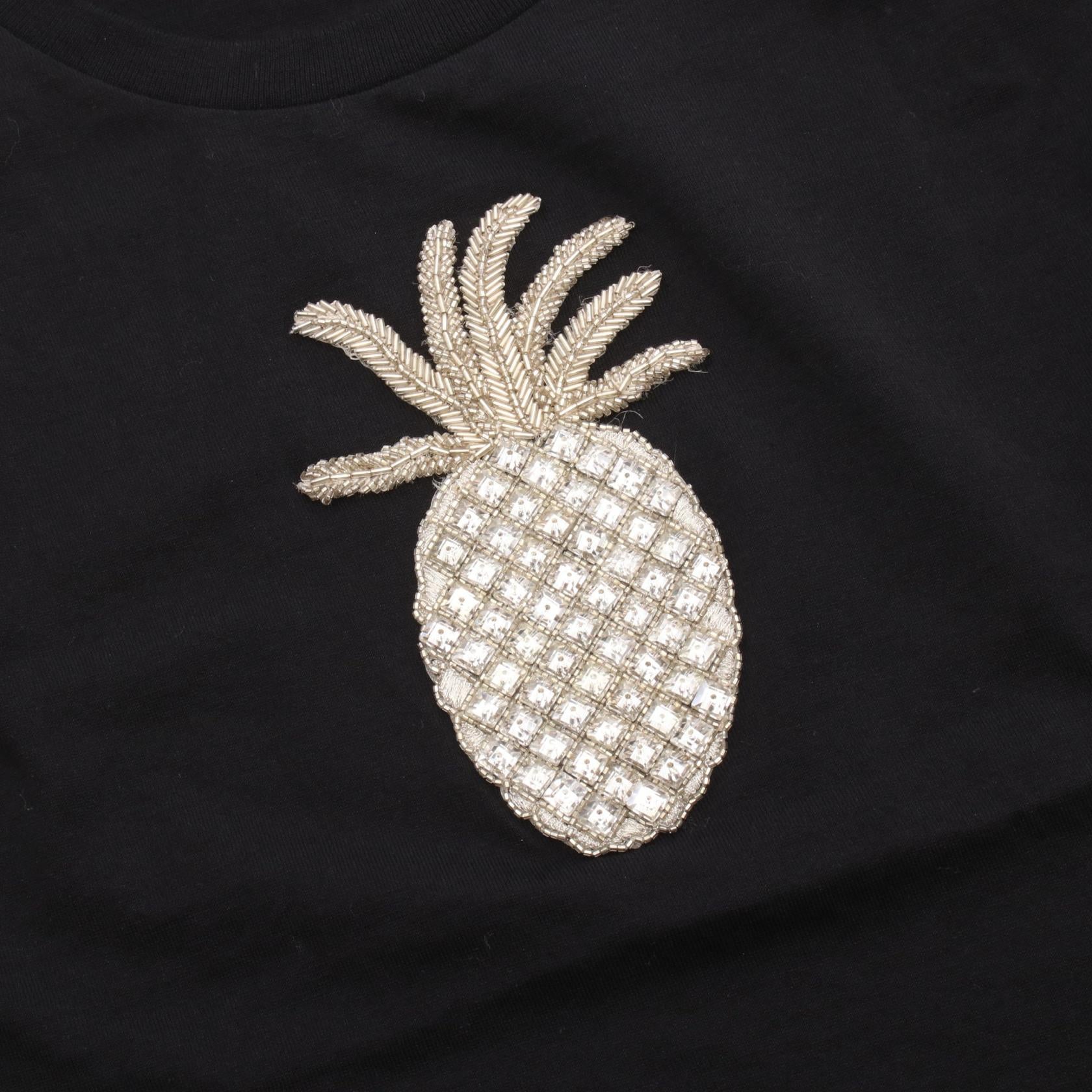 ドルチェ&ガッバーナ パイナップル ビーズ刺繍 コットンタンクトップ