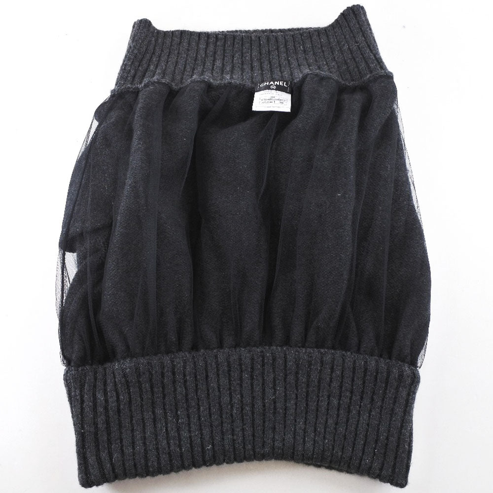 シャネル カシミアスカート グレー