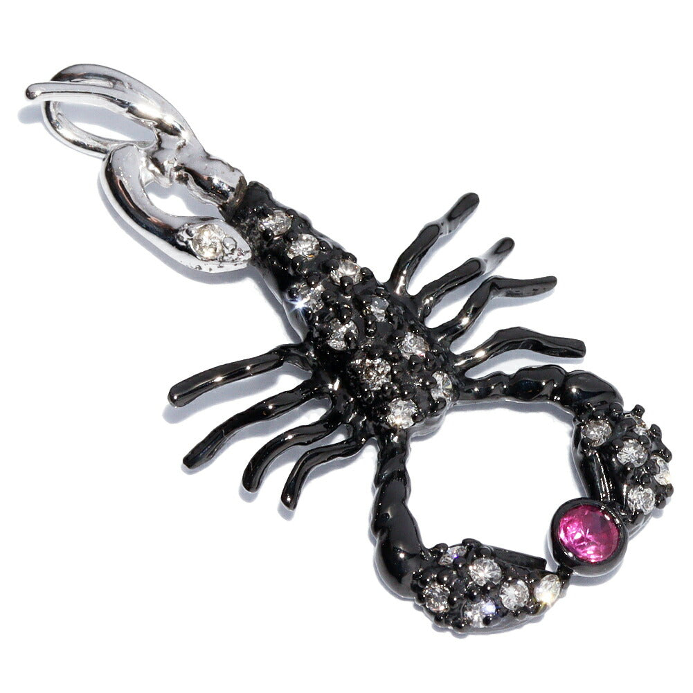 K18WGブラックコーティングルビーダイヤペンダントトップ