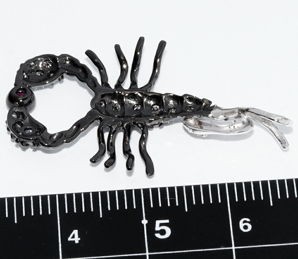 K18WGブラックコーティングルビーダイヤペンダントトップ