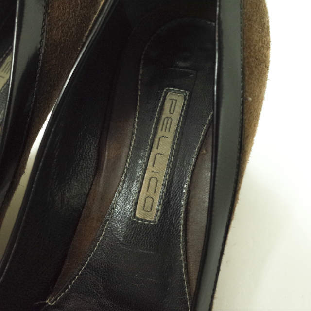 PELLICO スエード ストラップ ヒール パンプス ブラウン/ブラック