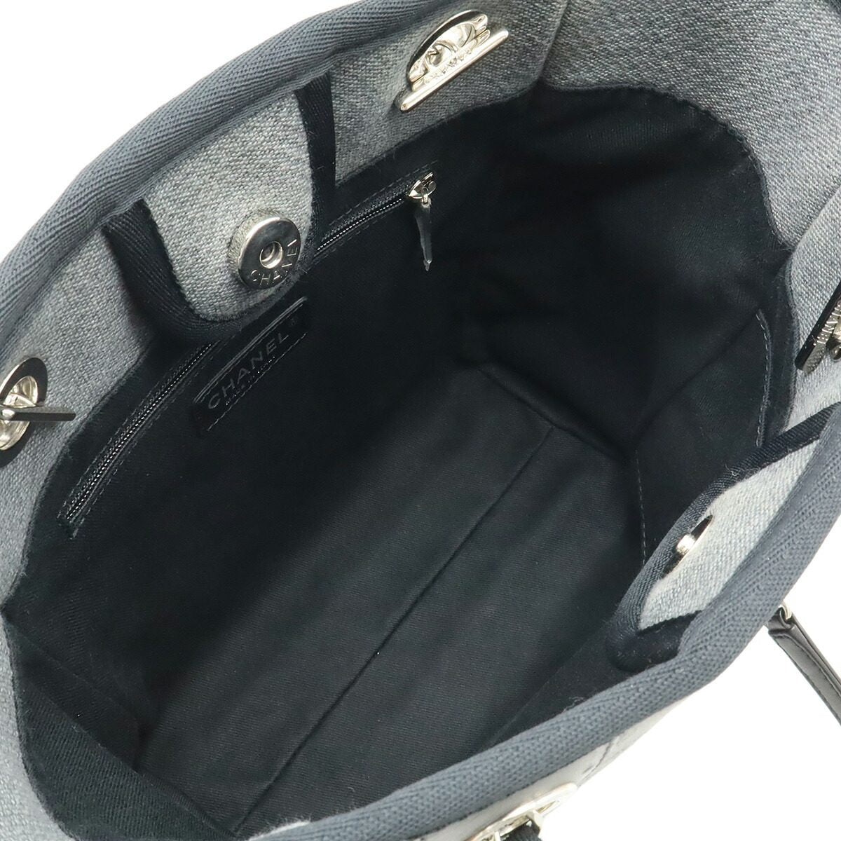 シャネル ドーヴィル キャンバス レザー トートバッグ